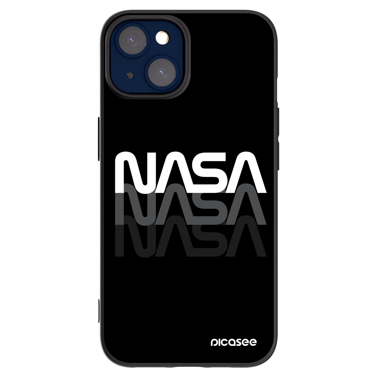 Picasee husă neagră din silicon pentru Apple iPhone 14 - NASA Triple
