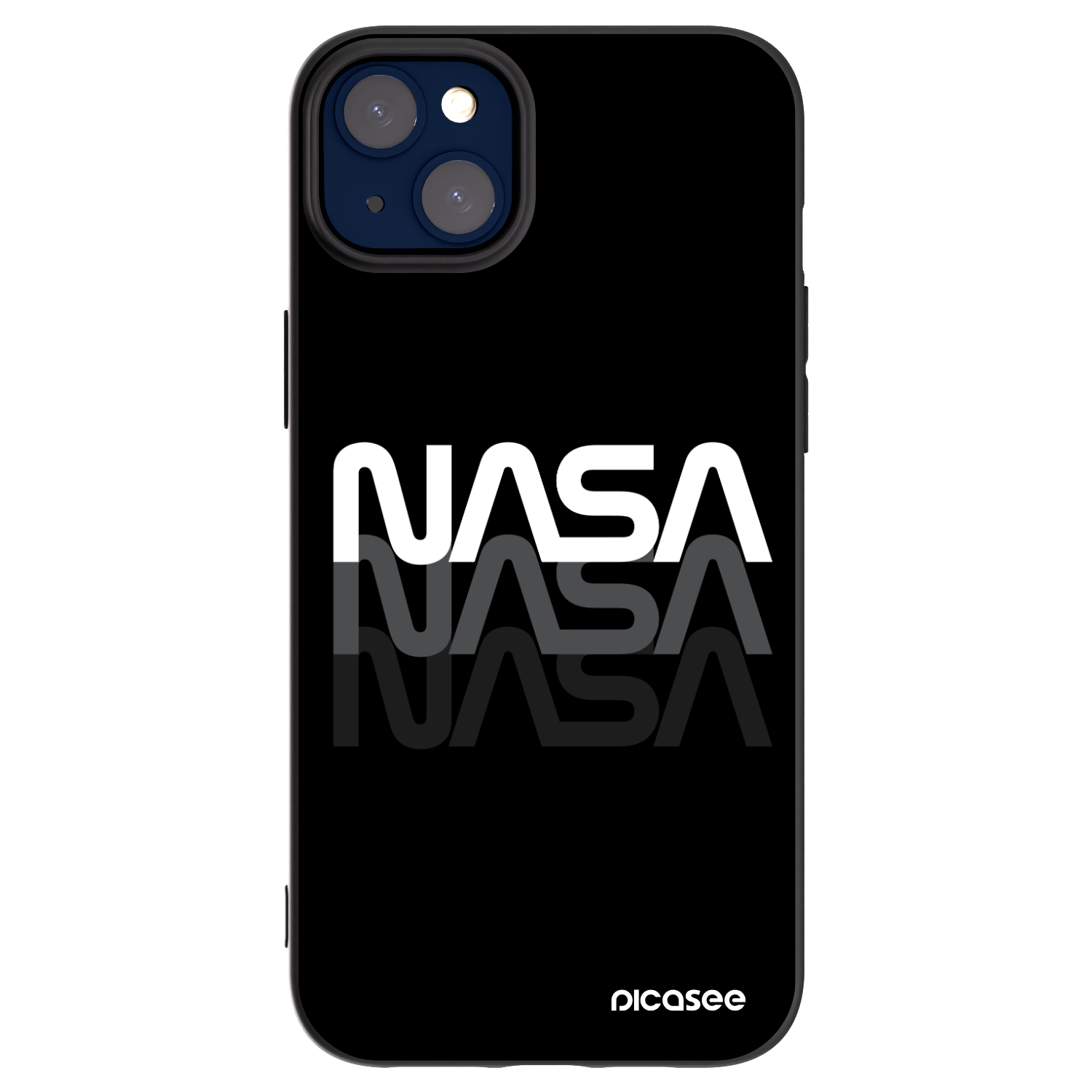 Picasee husă neagră din silicon pentru Apple iPhone 14 Plus - NASA Triple