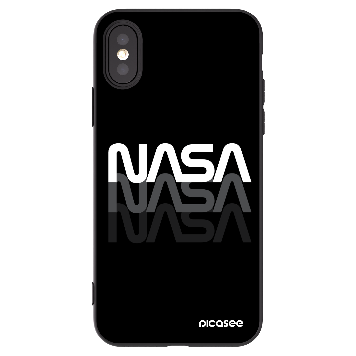 Picasee husă neagră din silicon pentru Apple iPhone X/XS - NASA Triple