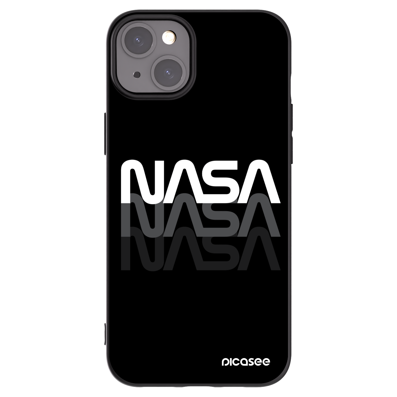 Picasee husă neagră din silicon pentru Apple iPhone 15 Plus - NASA Triple