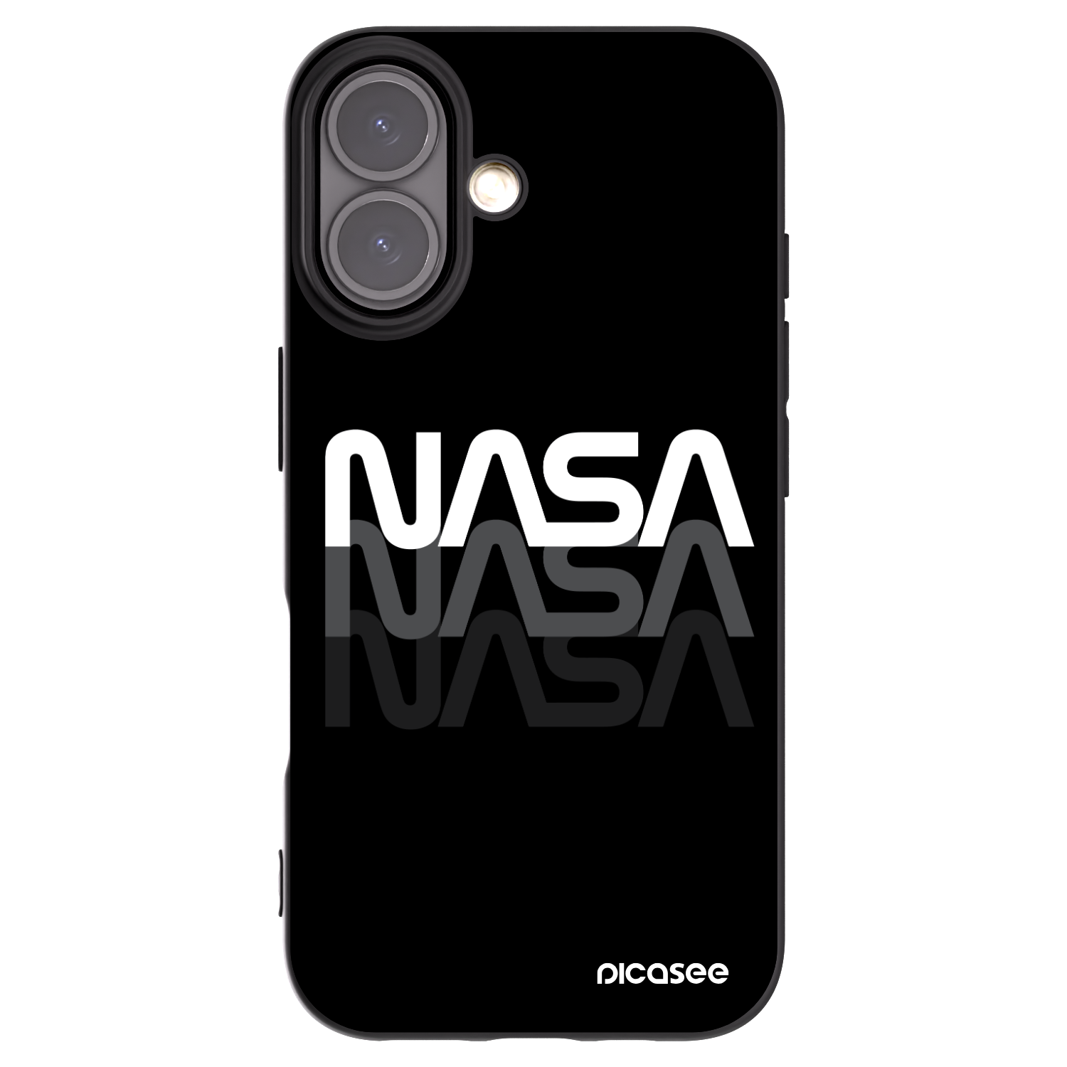 Picasee husă neagră din silicon pentru Apple iPhone 16 - NASA Triple