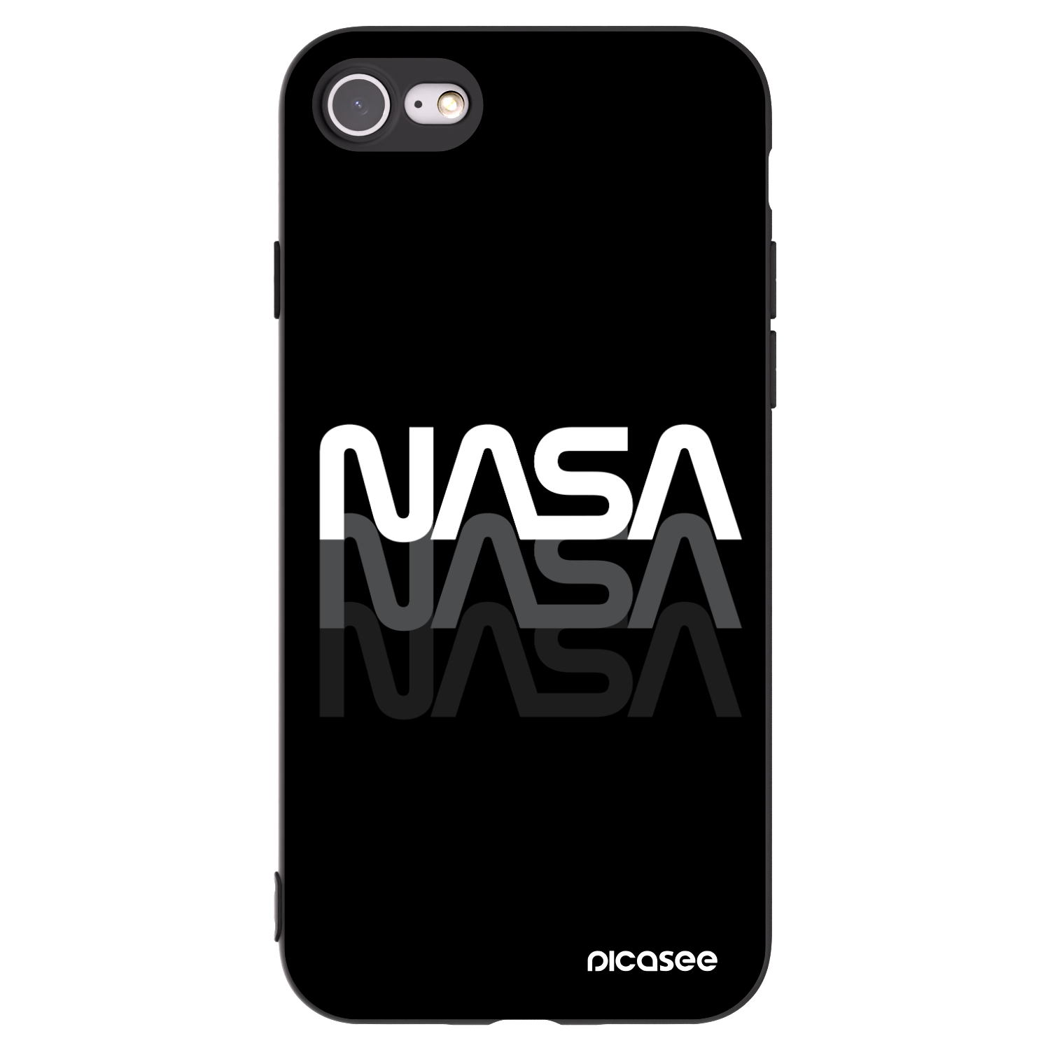 Picasee husă neagră din silicon pentru Apple iPhone 8 - NASA Triple