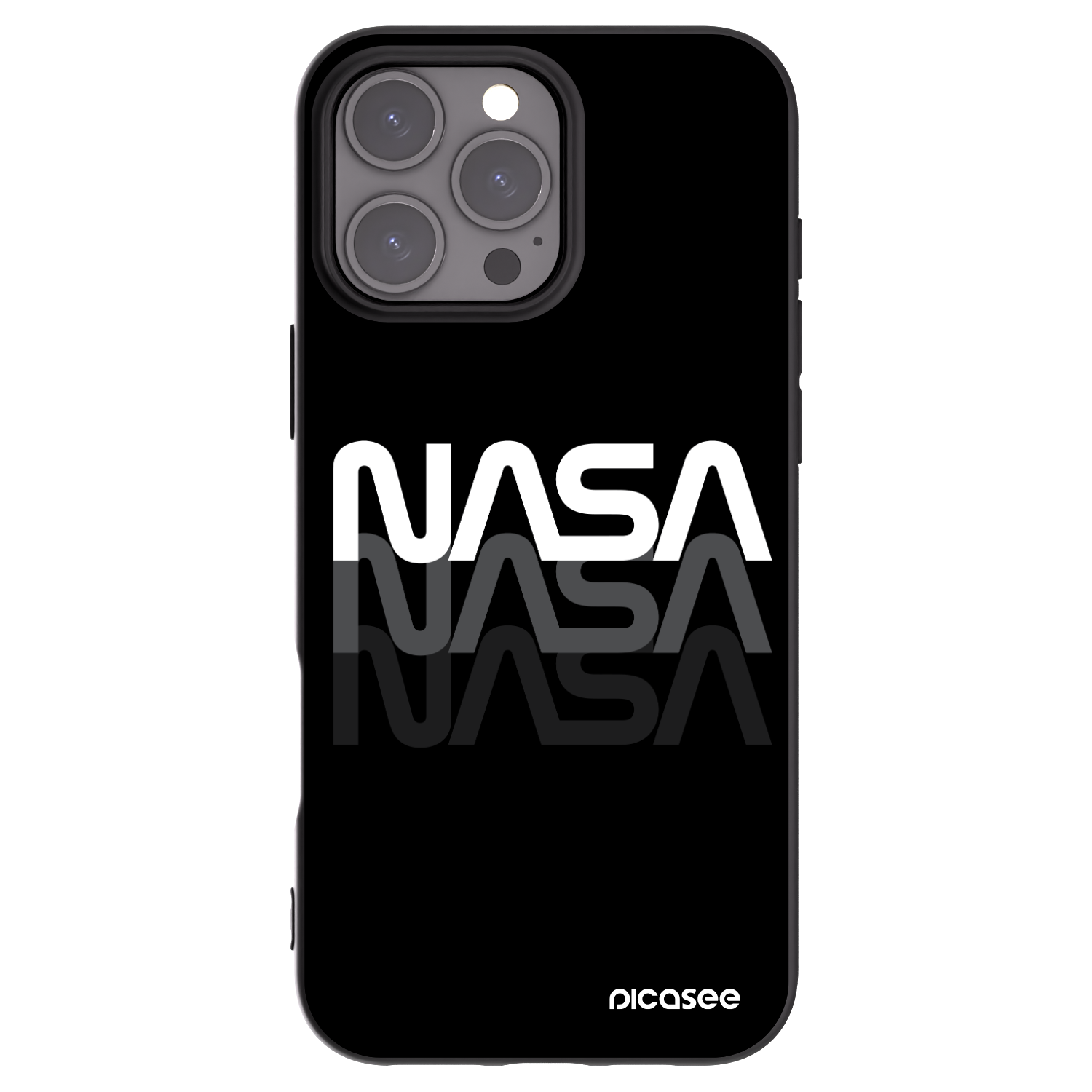 Picasee husă neagră din silicon pentru Apple iPhone 16 Pro Max - NASA Triple