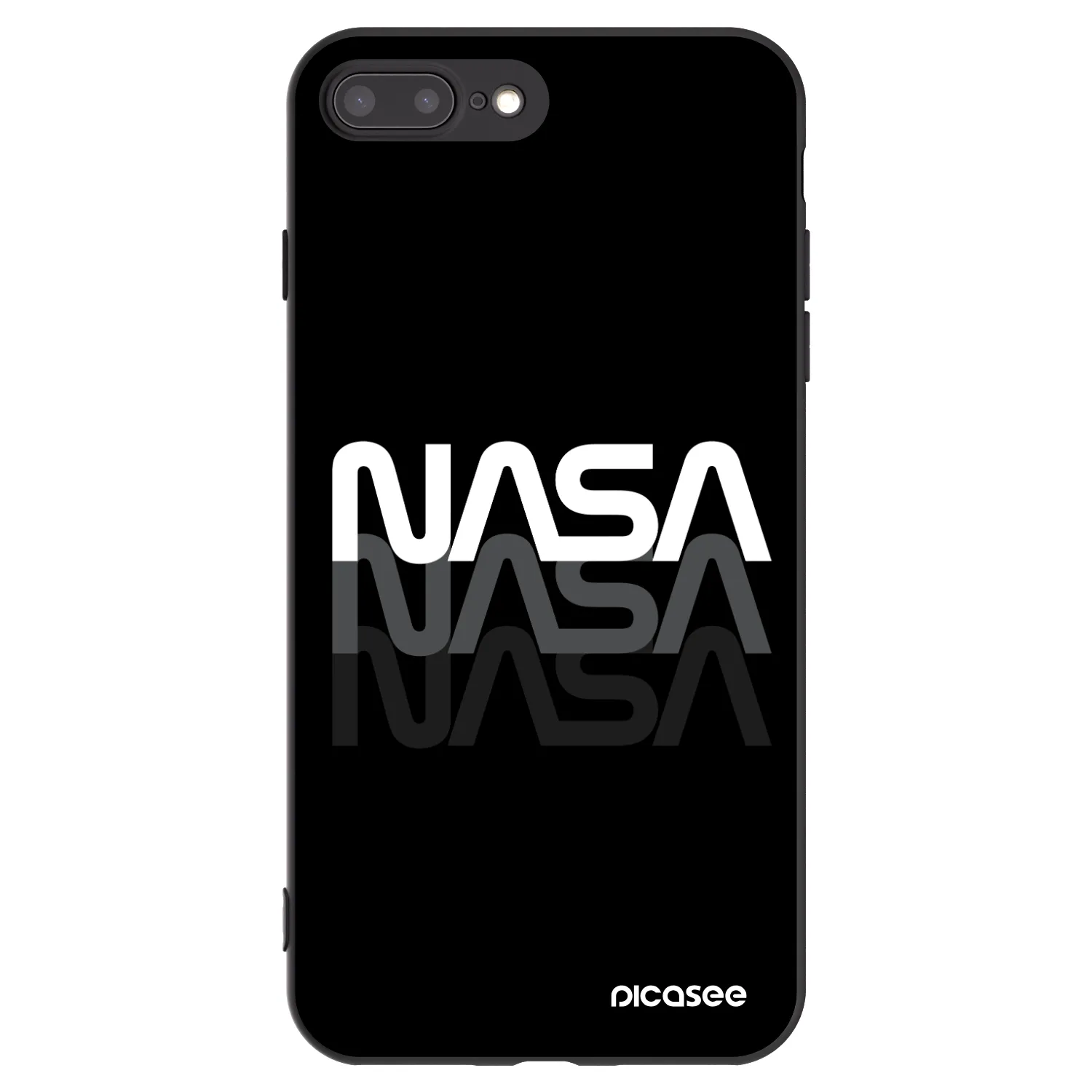 Picasee husă neagră din silicon pentru Apple iPhone 8 Plus - NASA Triple