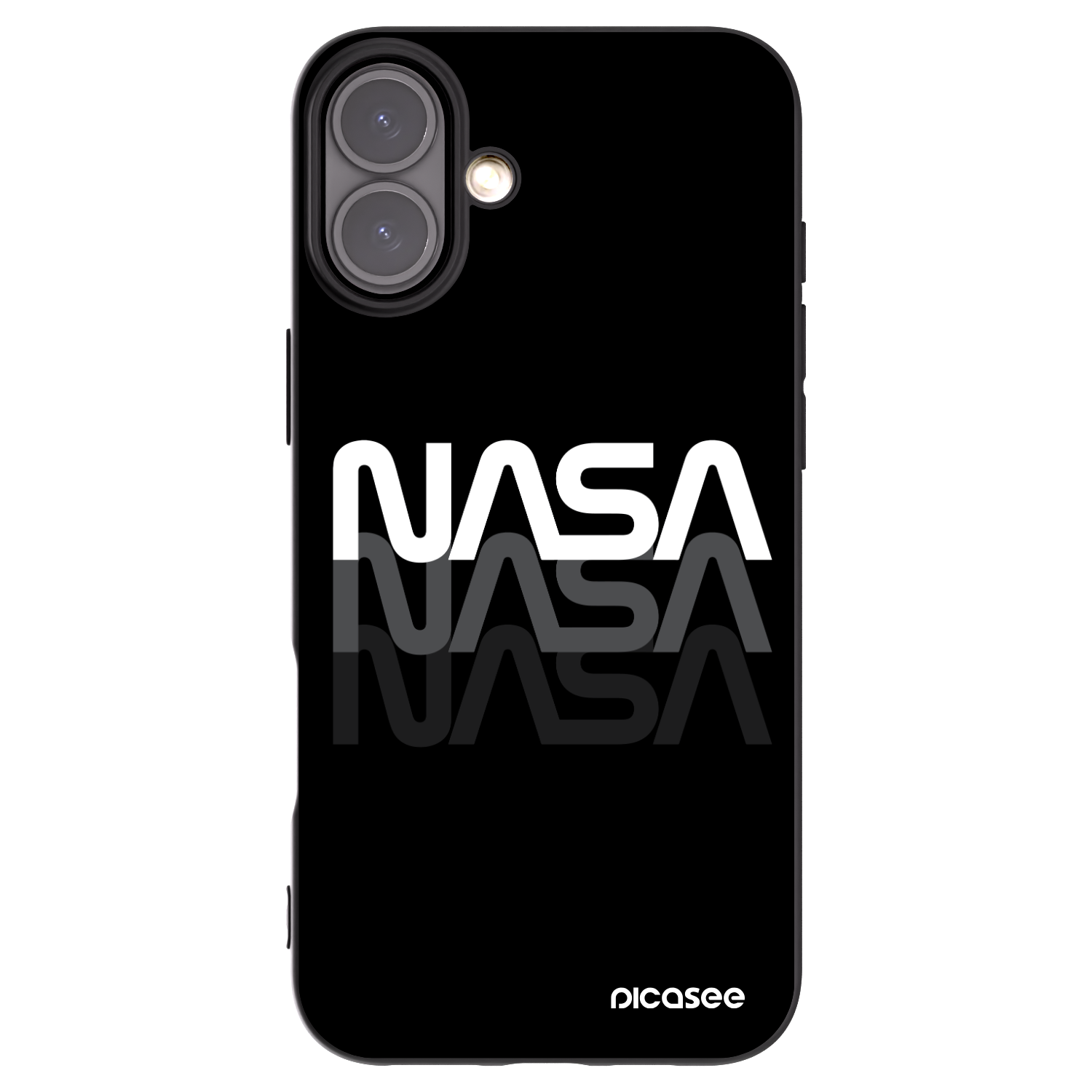Picasee husă neagră din silicon pentru Apple iPhone 16 Plus - NASA Triple