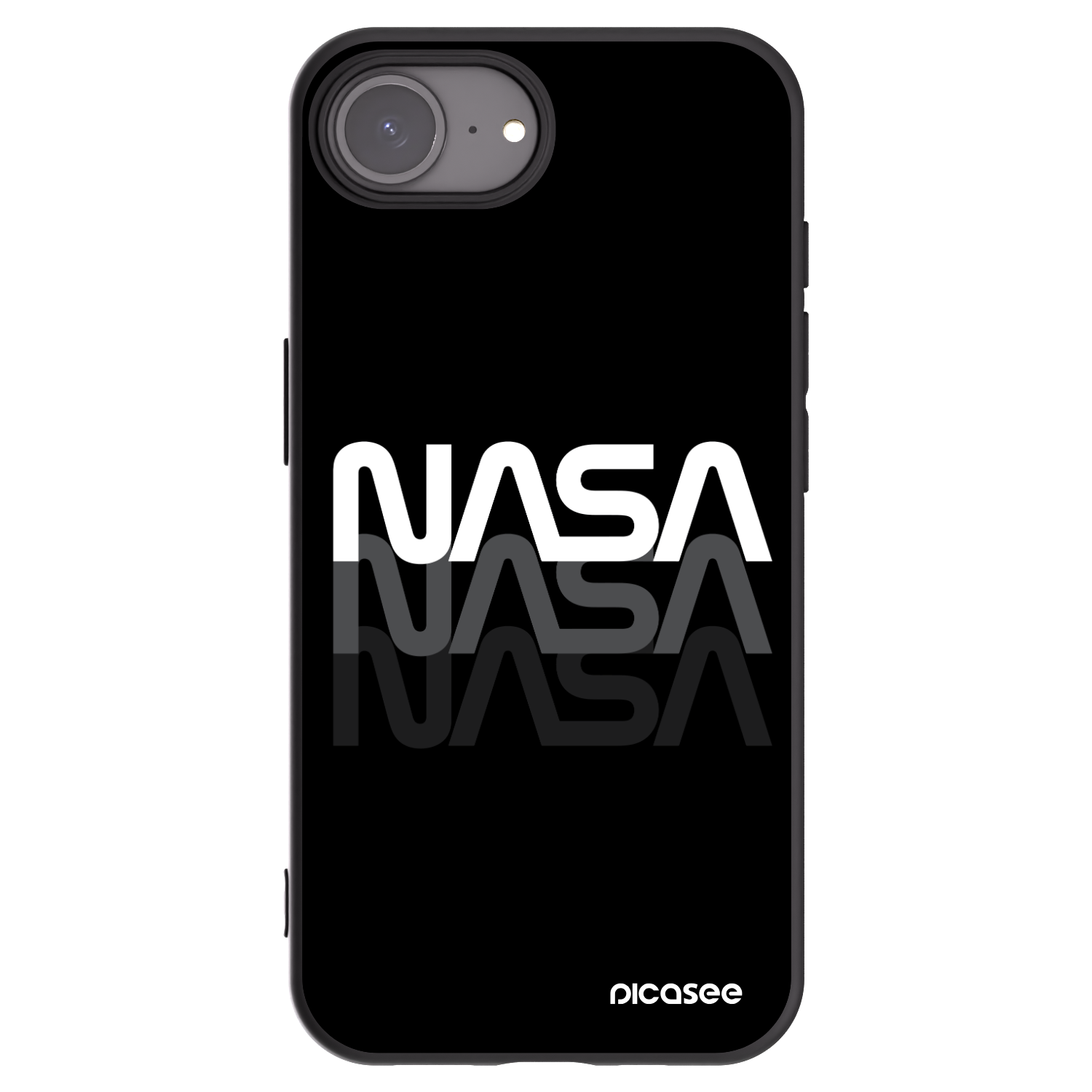 Picasee husă neagră din silicon pentru Apple iPhone 16e - NASA Triple