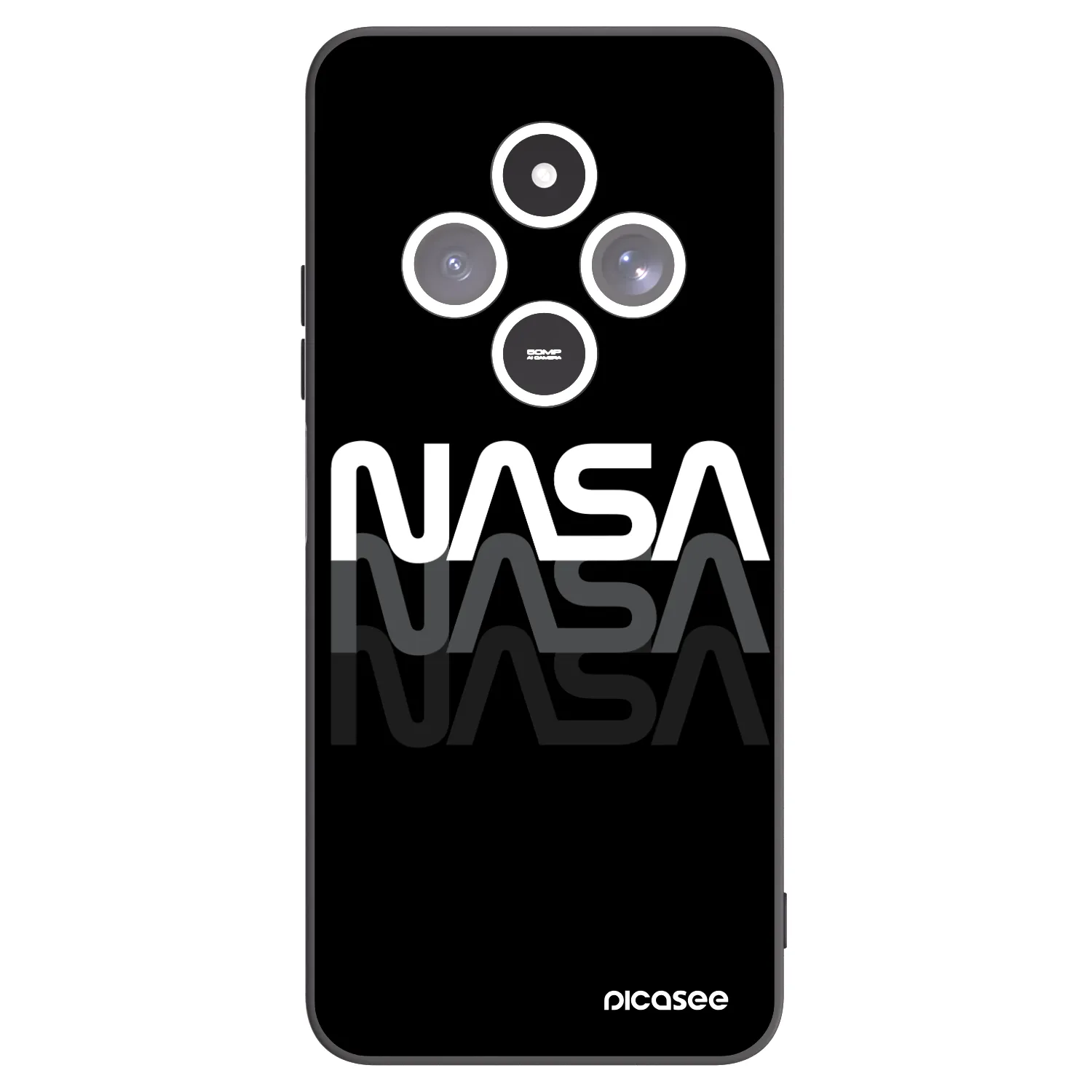 Picasee husă neagră din silicon pentru Xiaomi Redmi 14C - NASA Triple