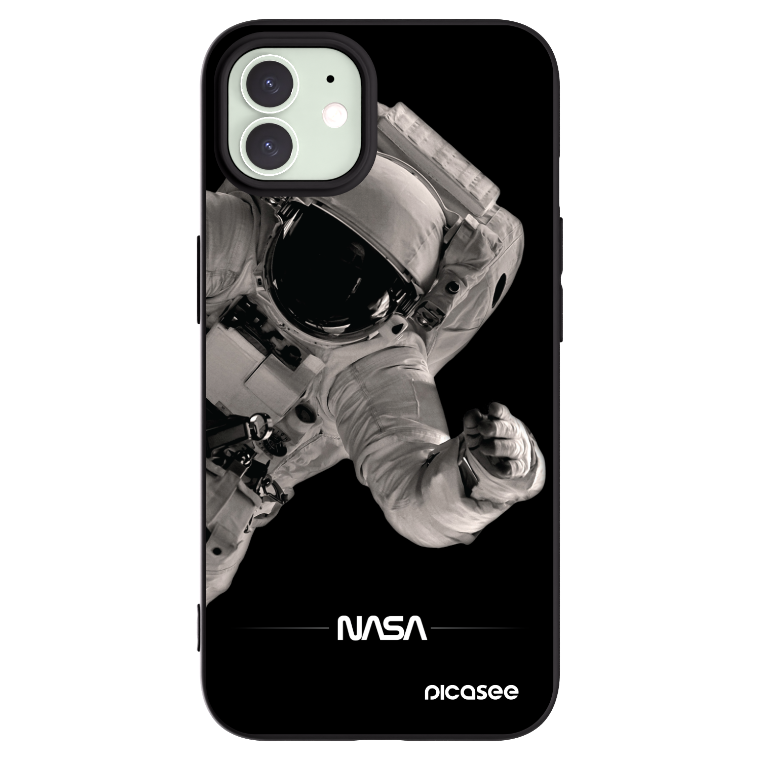 Picasee husă neagră din silicon pentru Apple iPhone 12 - Astronaut Big
