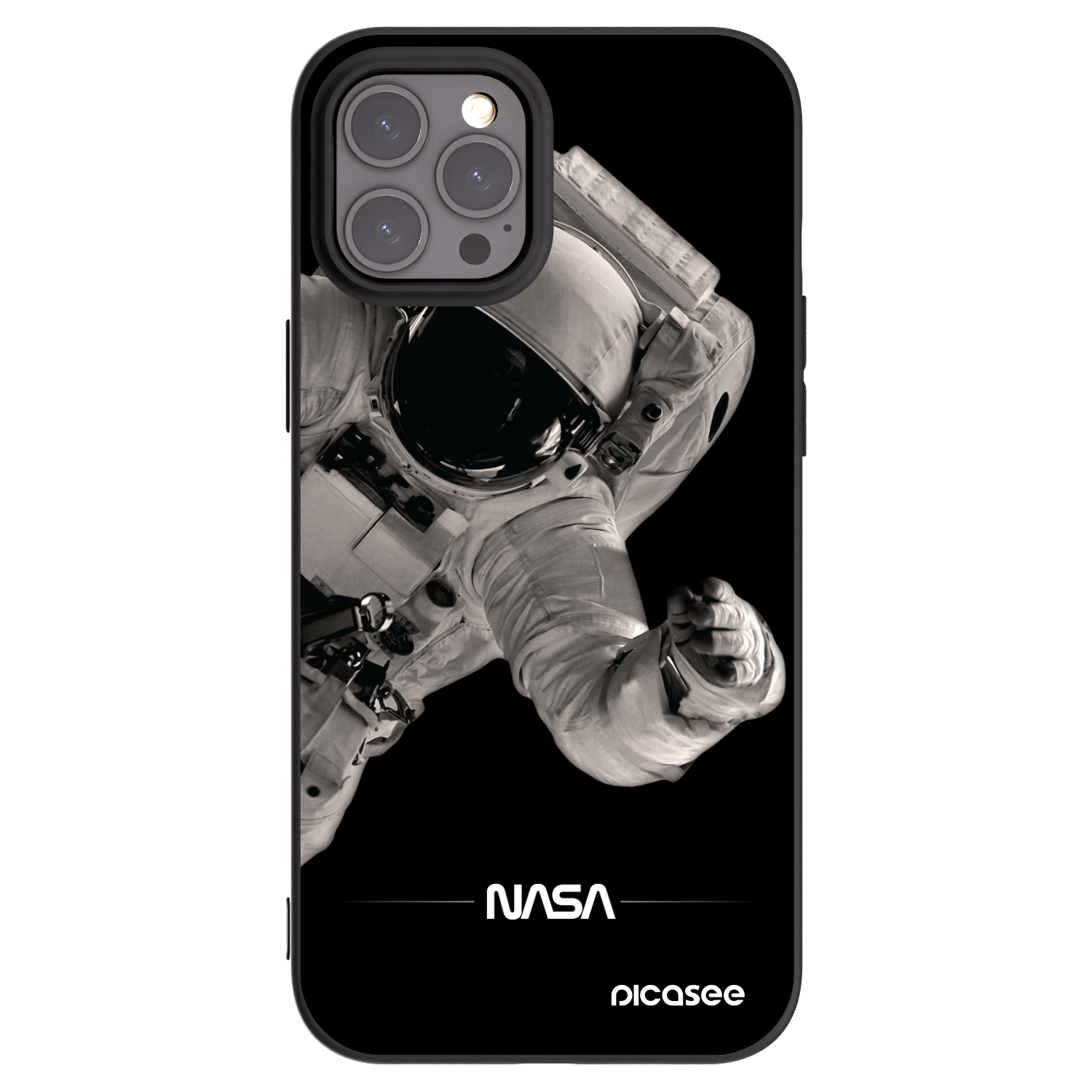 Picasee husă neagră din silicon pentru Apple iPhone 12 Pro Max - Astronaut Big