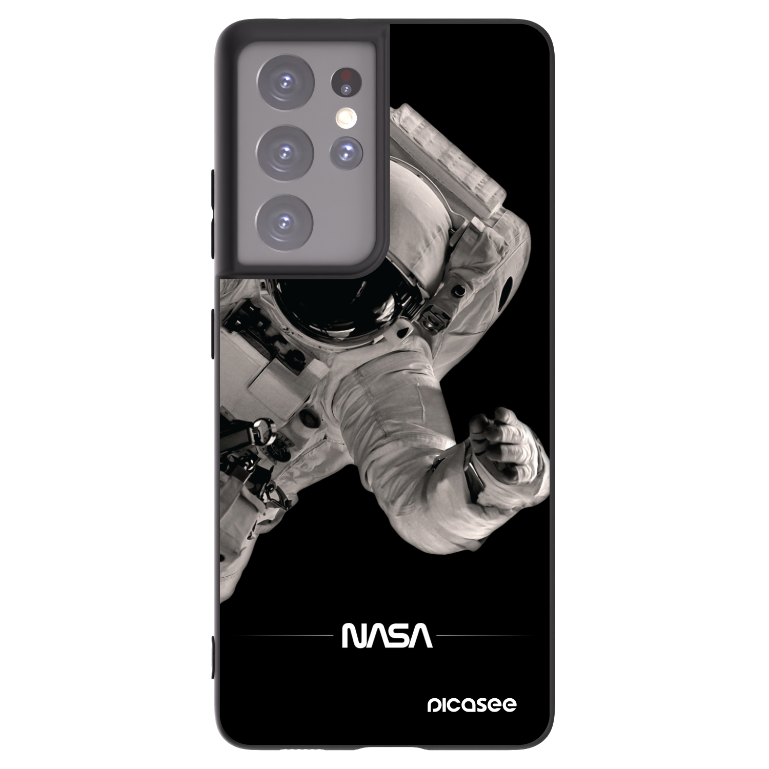 Picasee husă neagră din silicon pentru Samsung Galaxy S21 Ultra 5G G998B - Astronaut Big