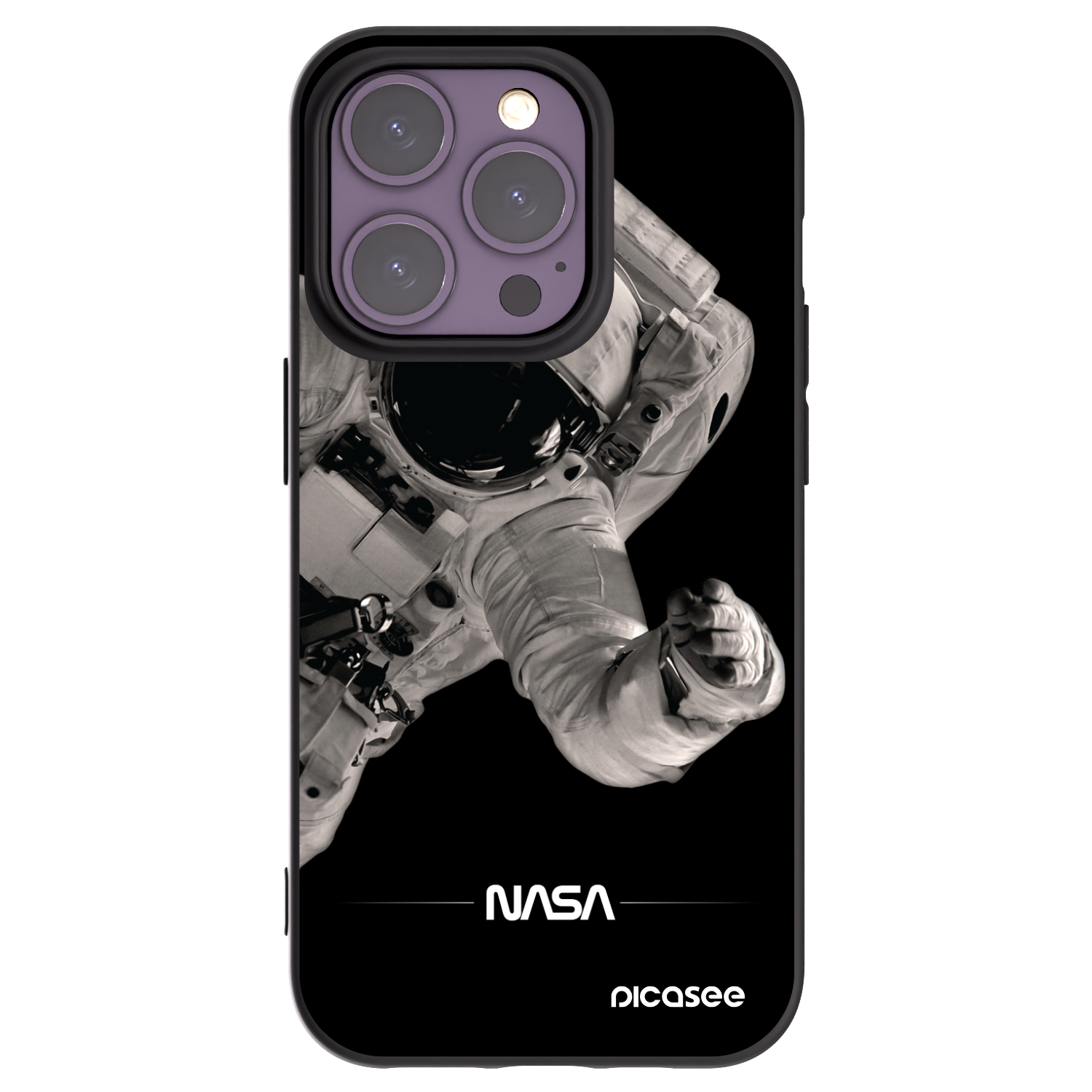 Picasee husă neagră din silicon pentru Apple iPhone 14 Pro - Astronaut Big