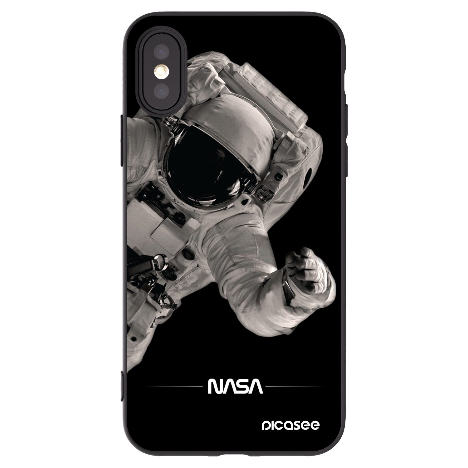 Picasee husă neagră din silicon pentru Apple iPhone X/XS - Astronaut Big