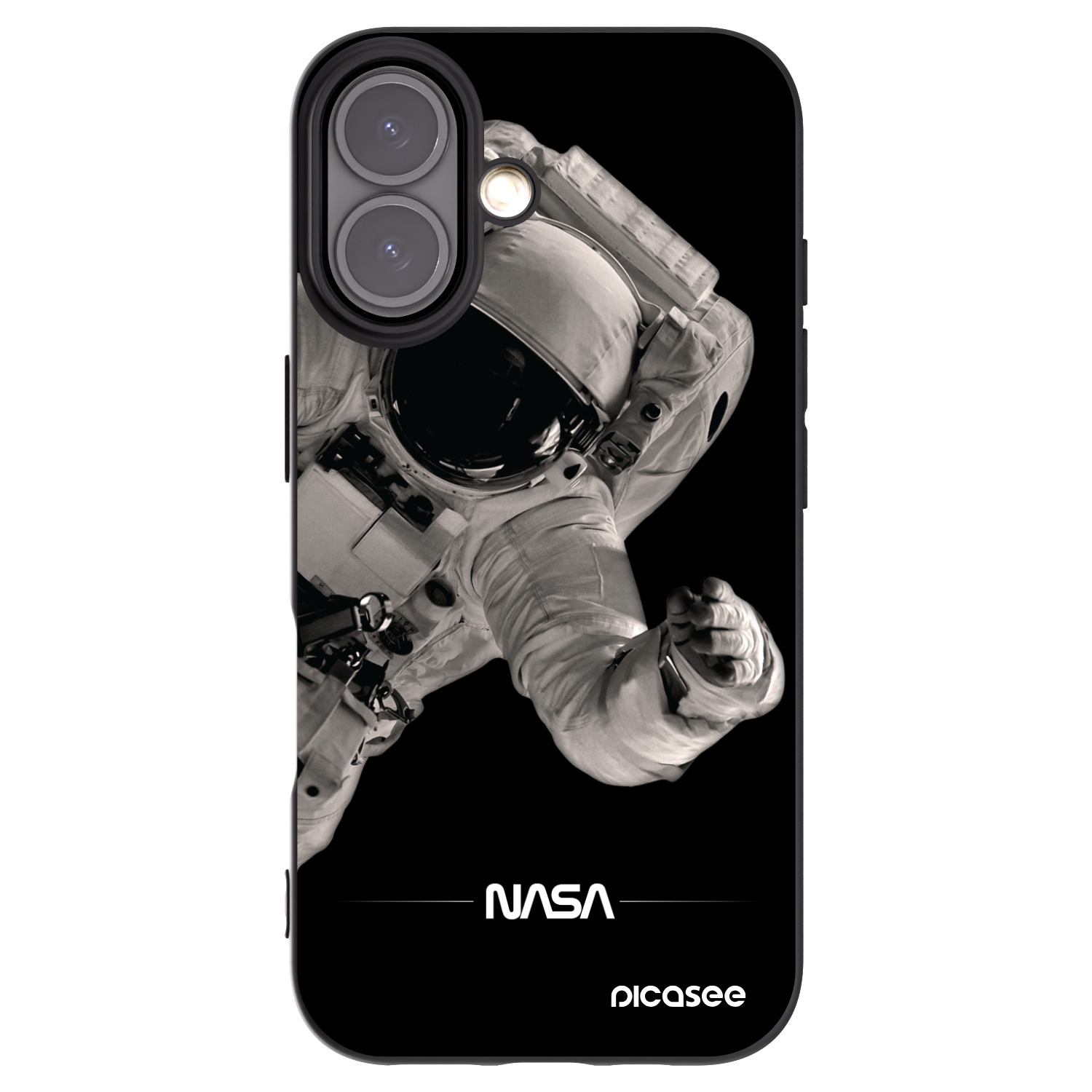 Picasee husă neagră din silicon pentru Apple iPhone 16 - Astronaut Big