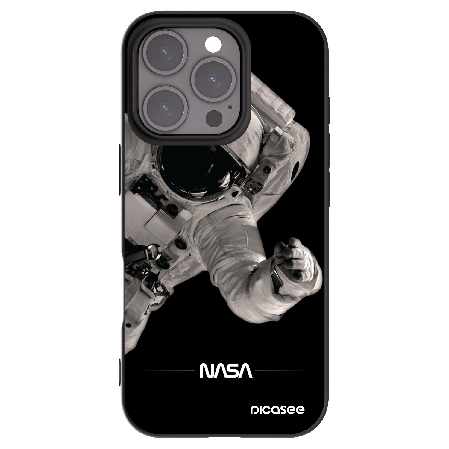 Picasee husă neagră din silicon pentru Apple iPhone 16 Pro - Astronaut Big