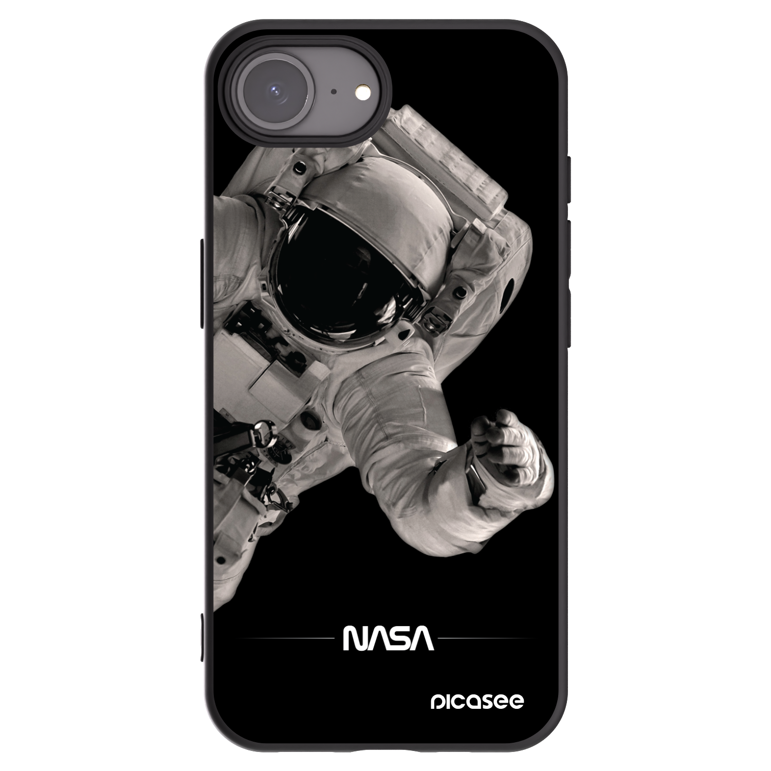 Picasee husă neagră din silicon pentru Apple iPhone 16e - Astronaut Big