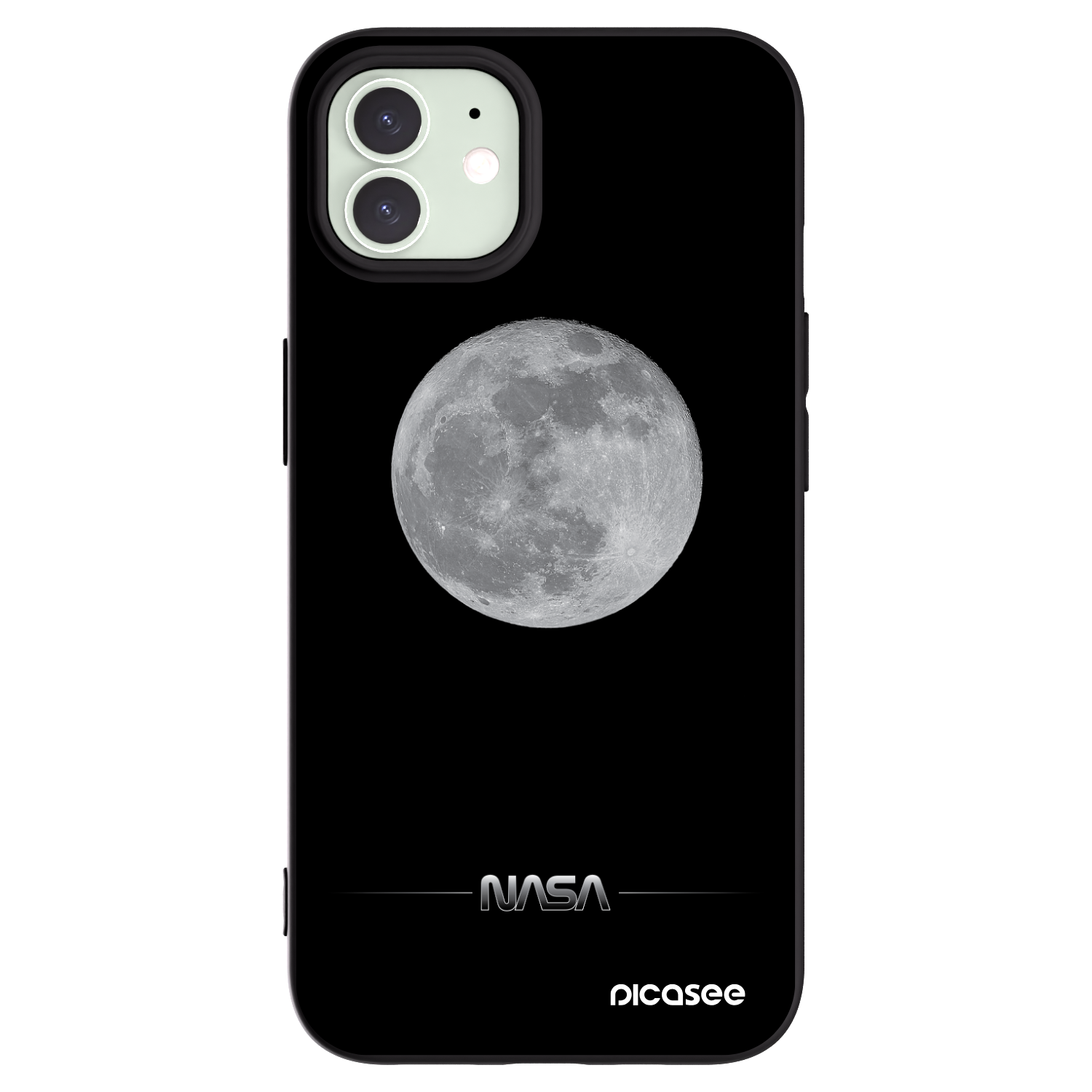 Picasee husă neagră din silicon pentru Apple iPhone 12 - Moon Minimal