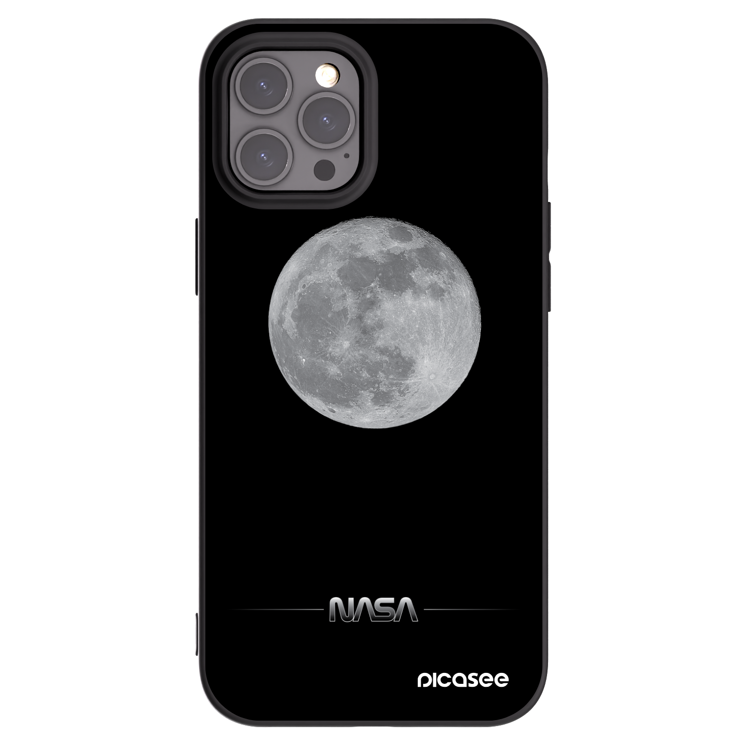 Picasee husă neagră din silicon pentru Apple iPhone 12 Pro Max - Moon Minimal