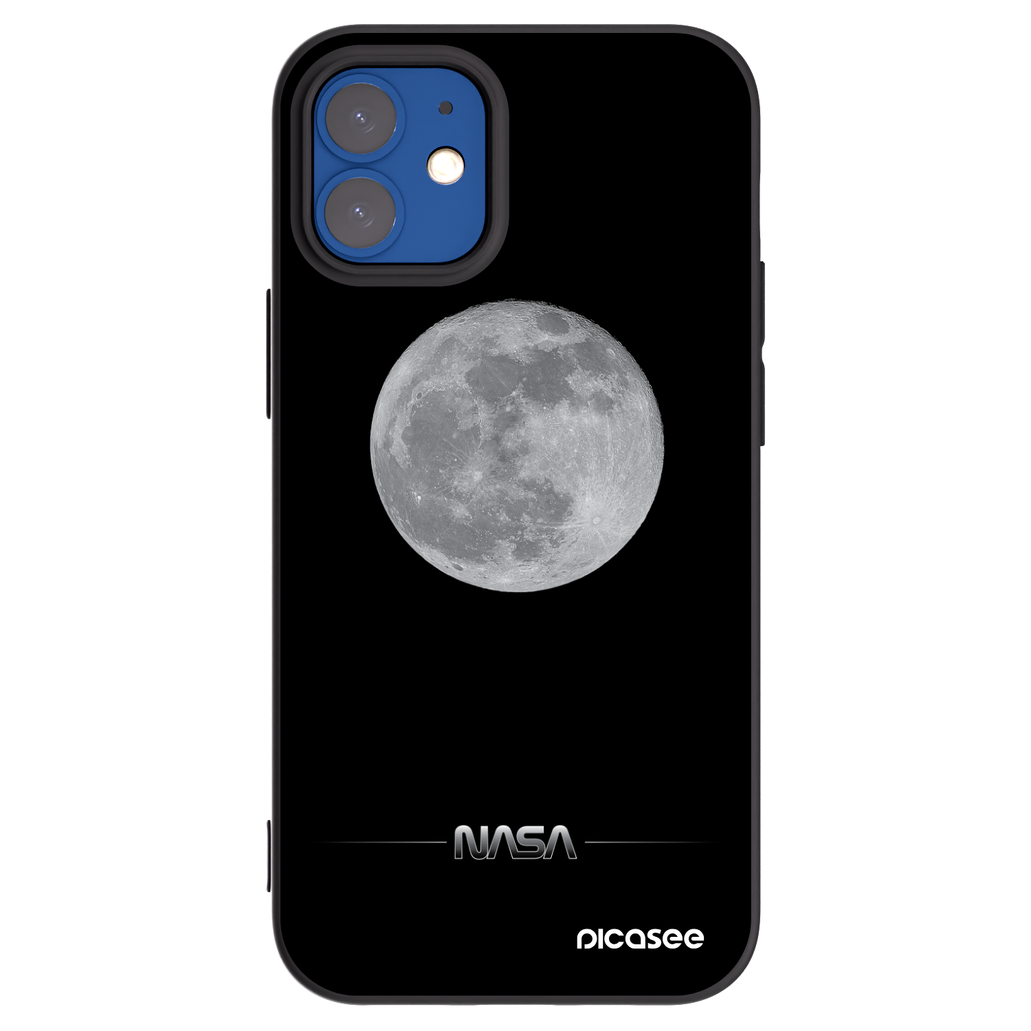 Picasee husă neagră din silicon pentru Apple iPhone 12 mini - Moon Minimal