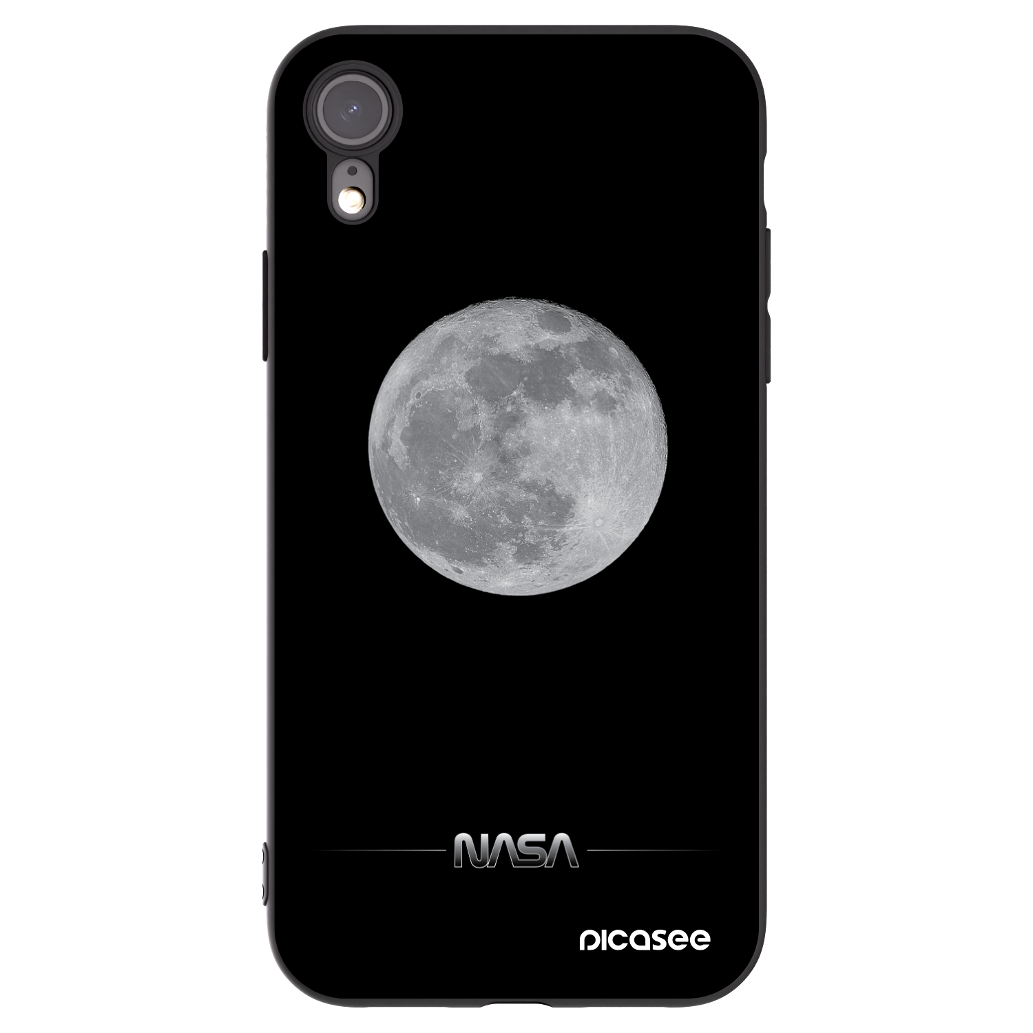Picasee husă neagră din silicon pentru Apple iPhone XR - Moon Minimal