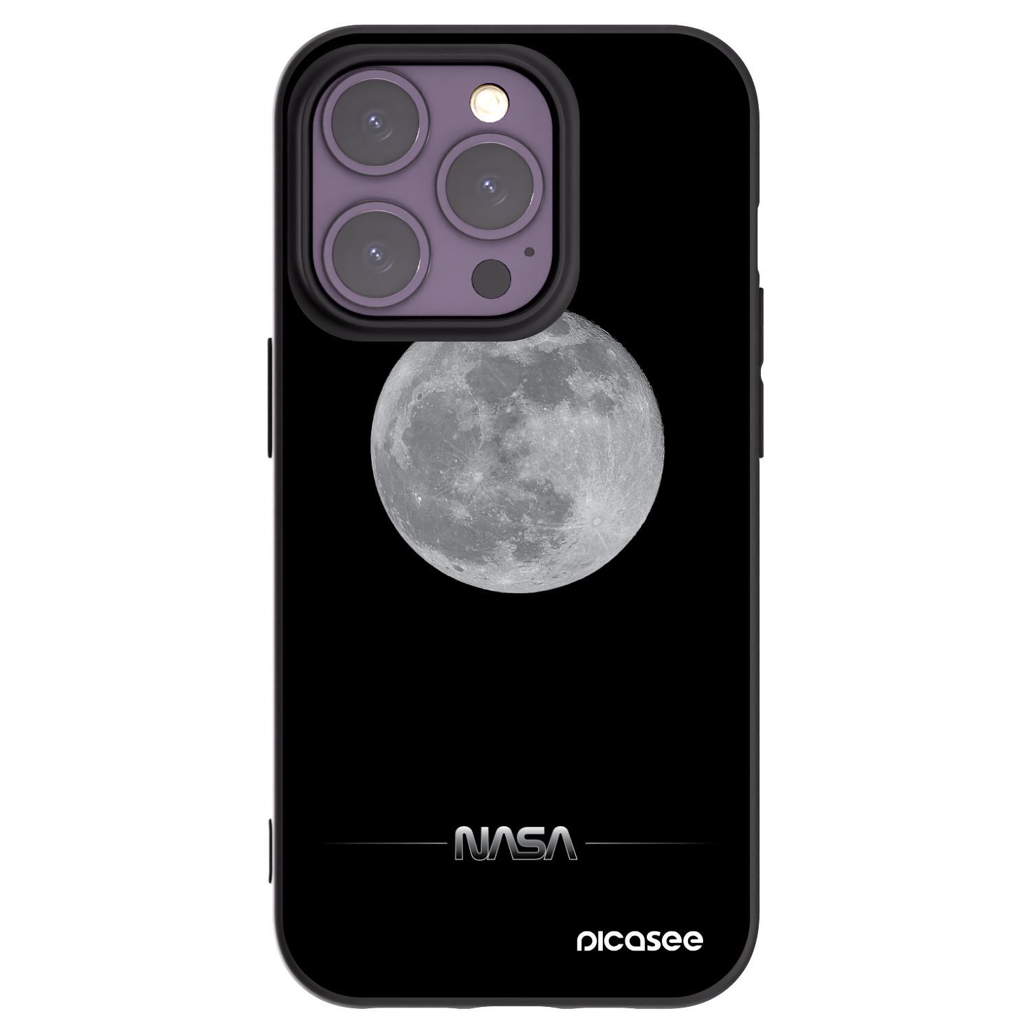 Picasee husă neagră din silicon pentru Apple iPhone 14 Pro - Moon Minimal