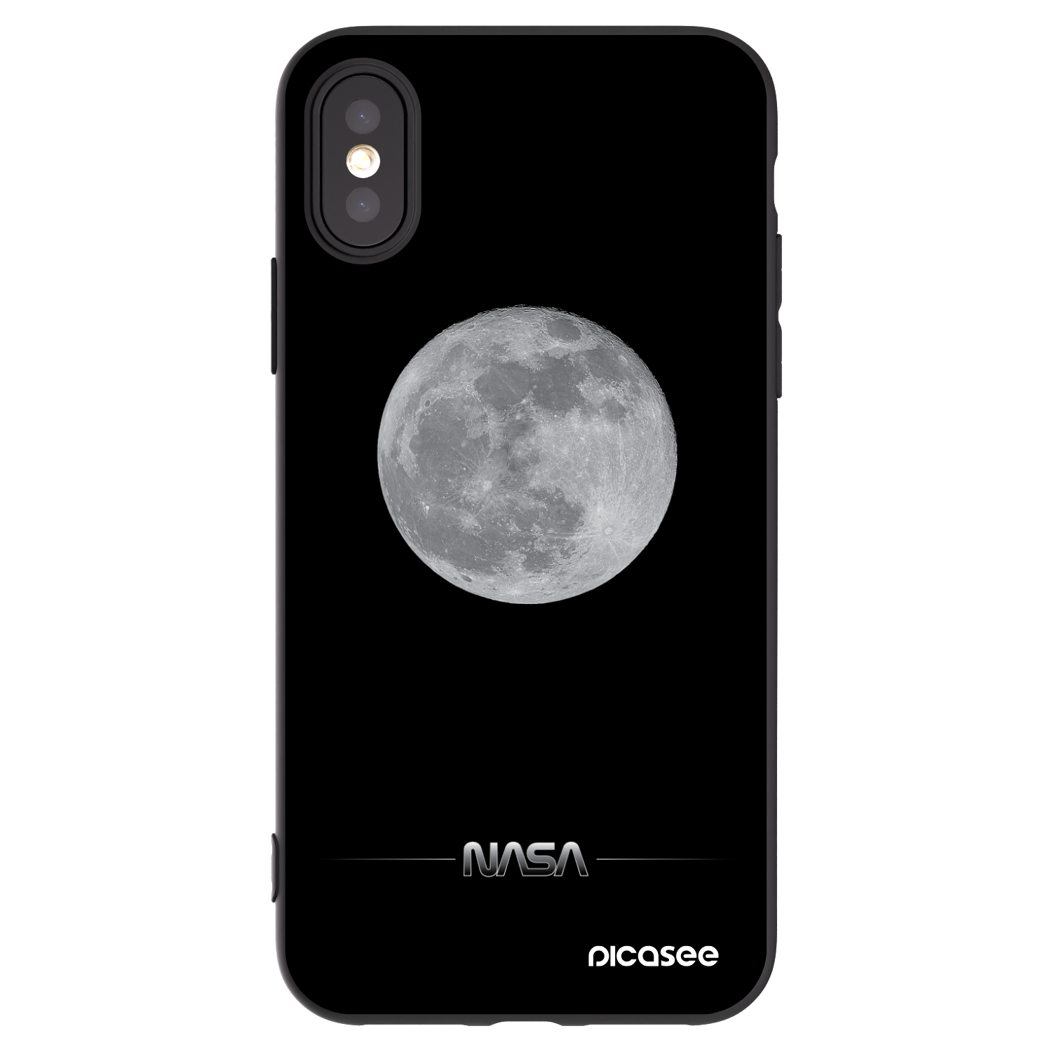 Picasee husă neagră din silicon pentru Apple iPhone X/XS - Moon Minimal