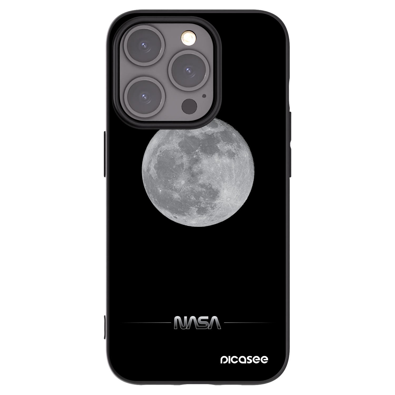 Picasee husă neagră din silicon pentru Apple iPhone 15 Pro - Moon Minimal