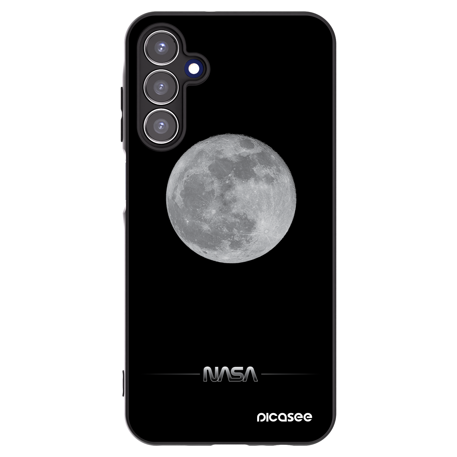 Picasee husă neagră din silicon pentru Samsung Galaxy A15 A155F 4G - Moon Minimal