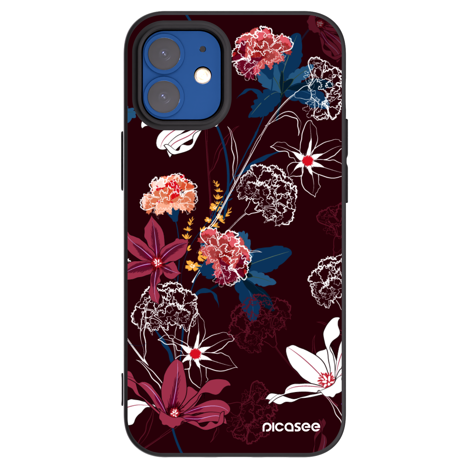 Picasee husă neagră din silicon pentru Apple iPhone 12 mini - Dark Meadow