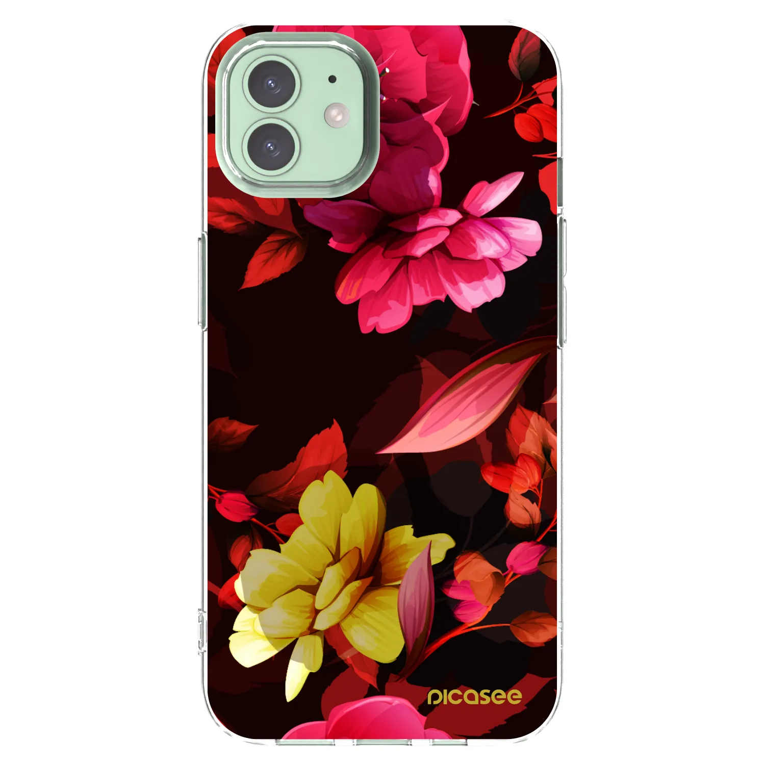 Picasee husă transparentă din silicon pentru Apple iPhone 12 Pro - Dark Peonny