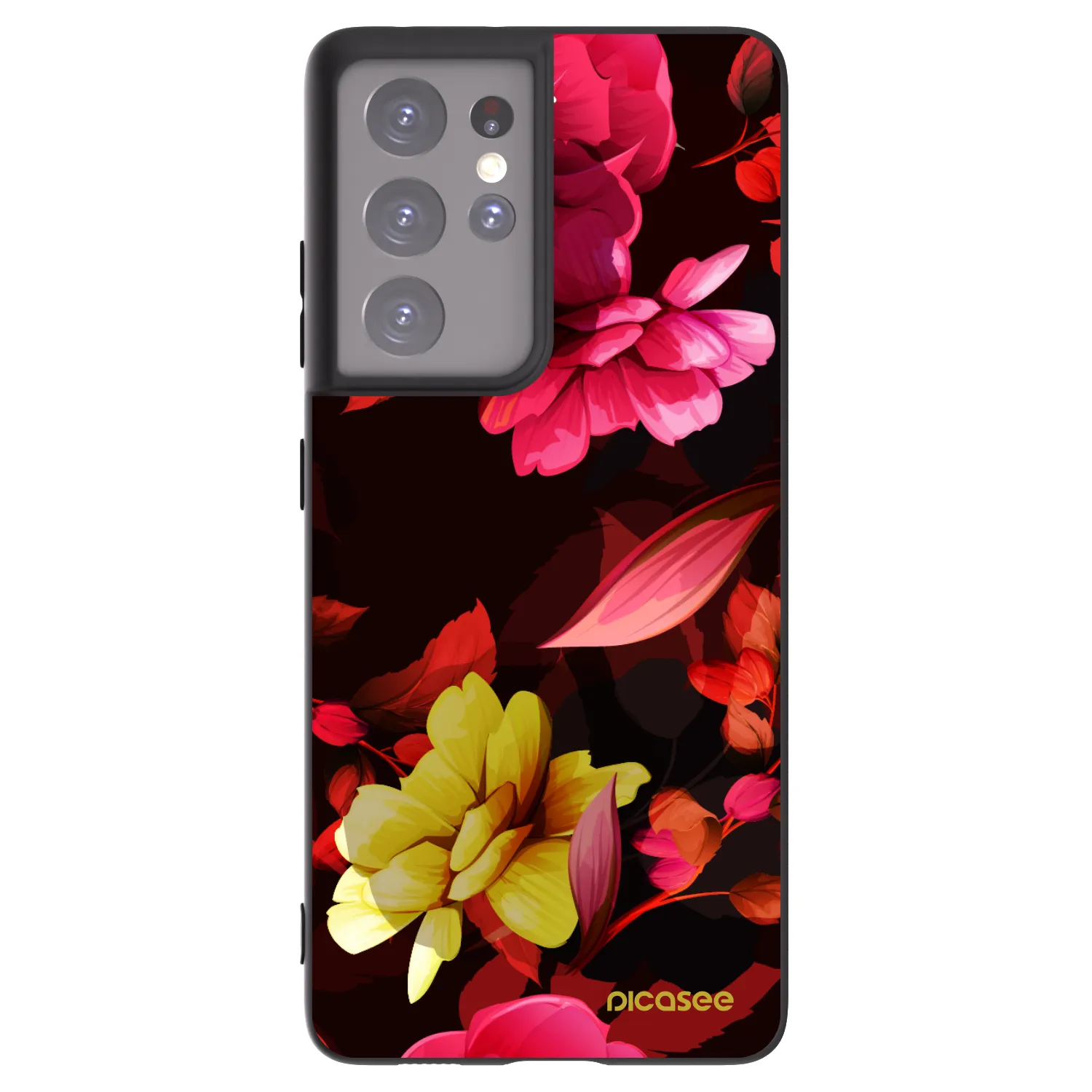 Picasee husă neagră din silicon pentru Samsung Galaxy S21 Ultra 5G G998B - Dark Peonny