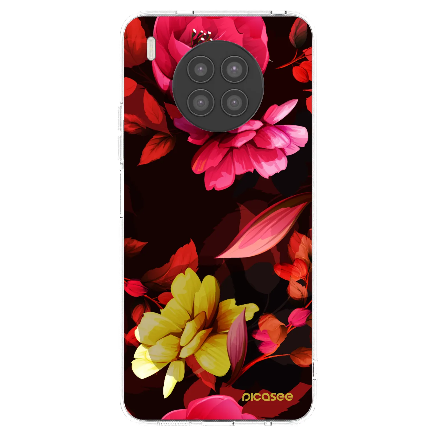 Picasee husă transparentă din silicon pentru Huawei Nova 8i - Dark Peonny