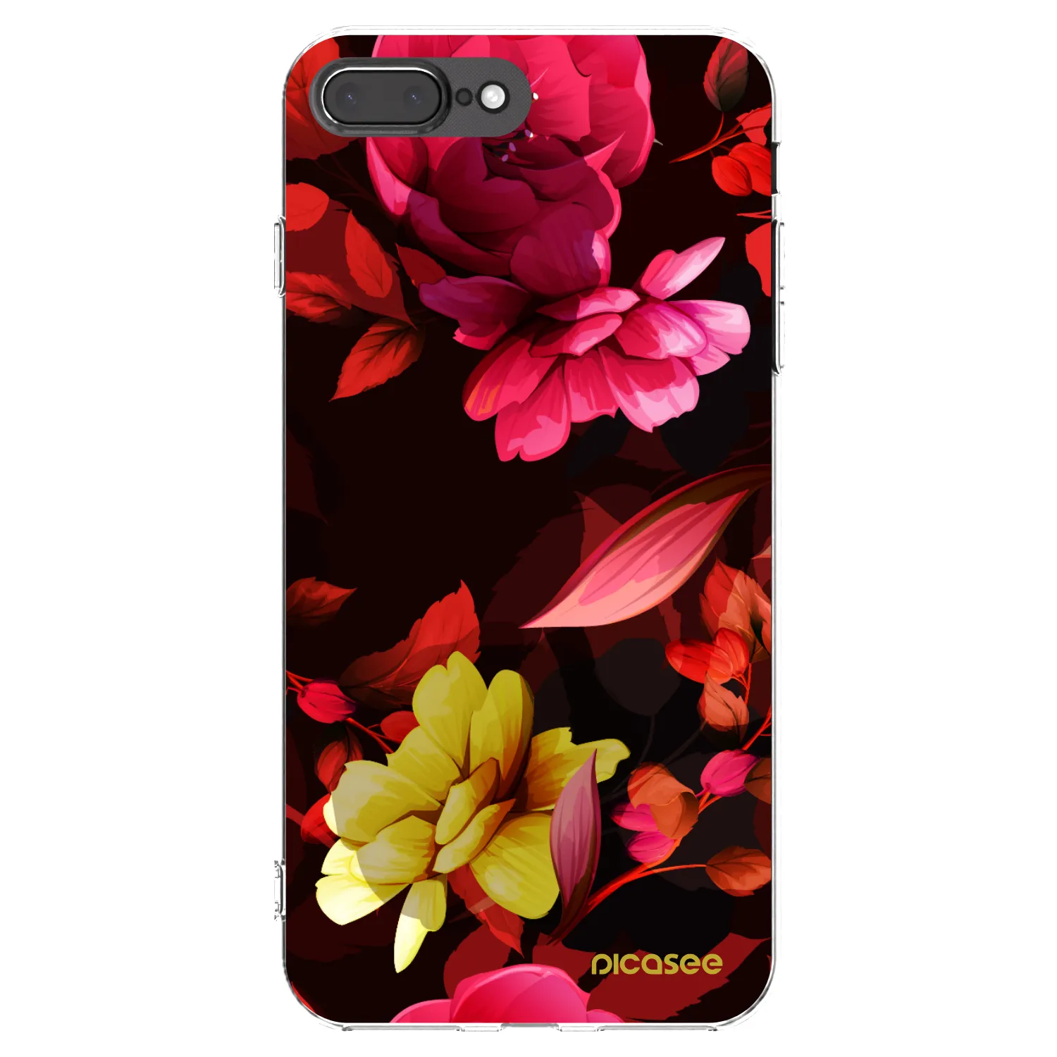 Picasee husă transparentă din silicon pentru Apple iPhone 7 Plus - Dark Peonny