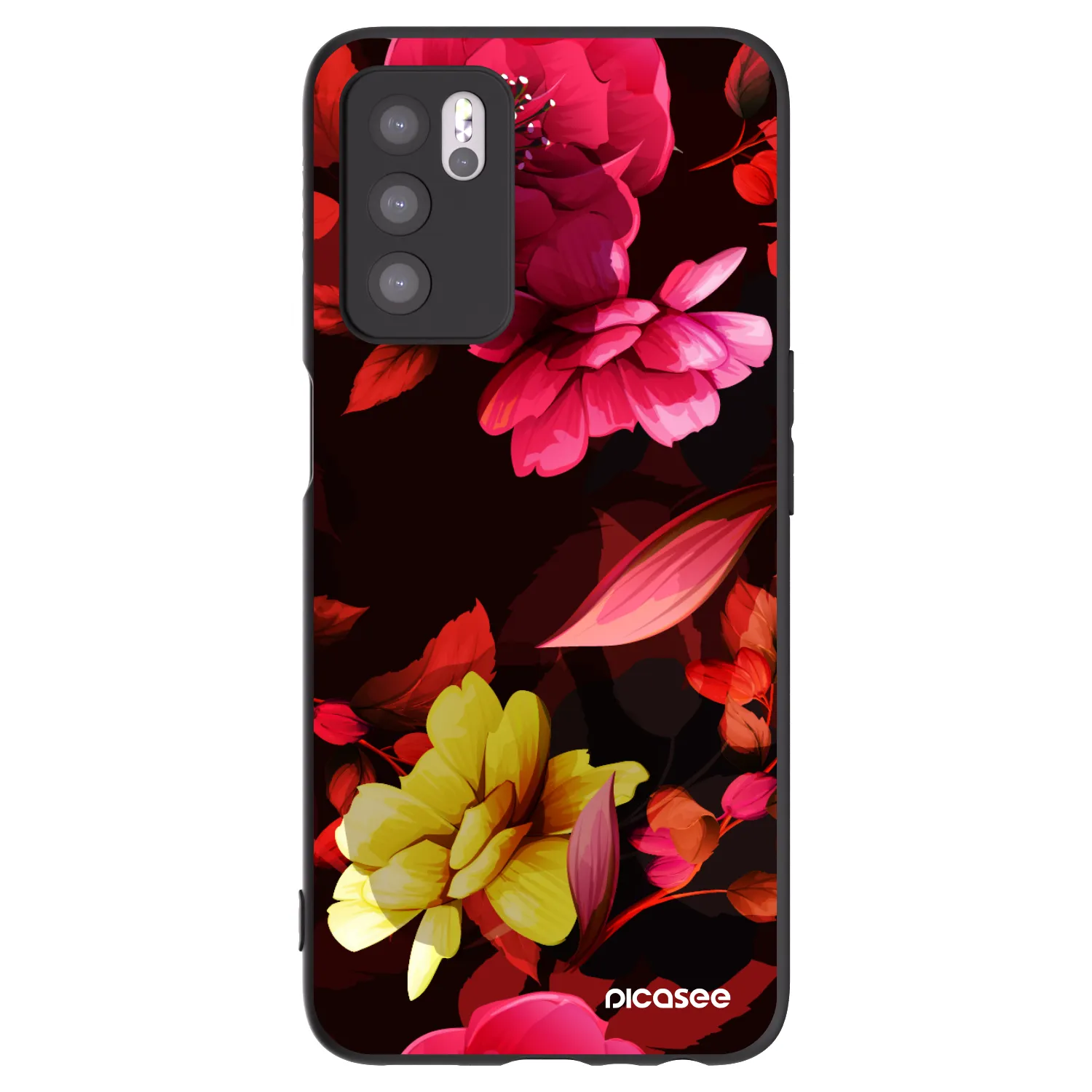 Picasee husă neagră din silicon pentru OPPO A16s - Dark Peonny