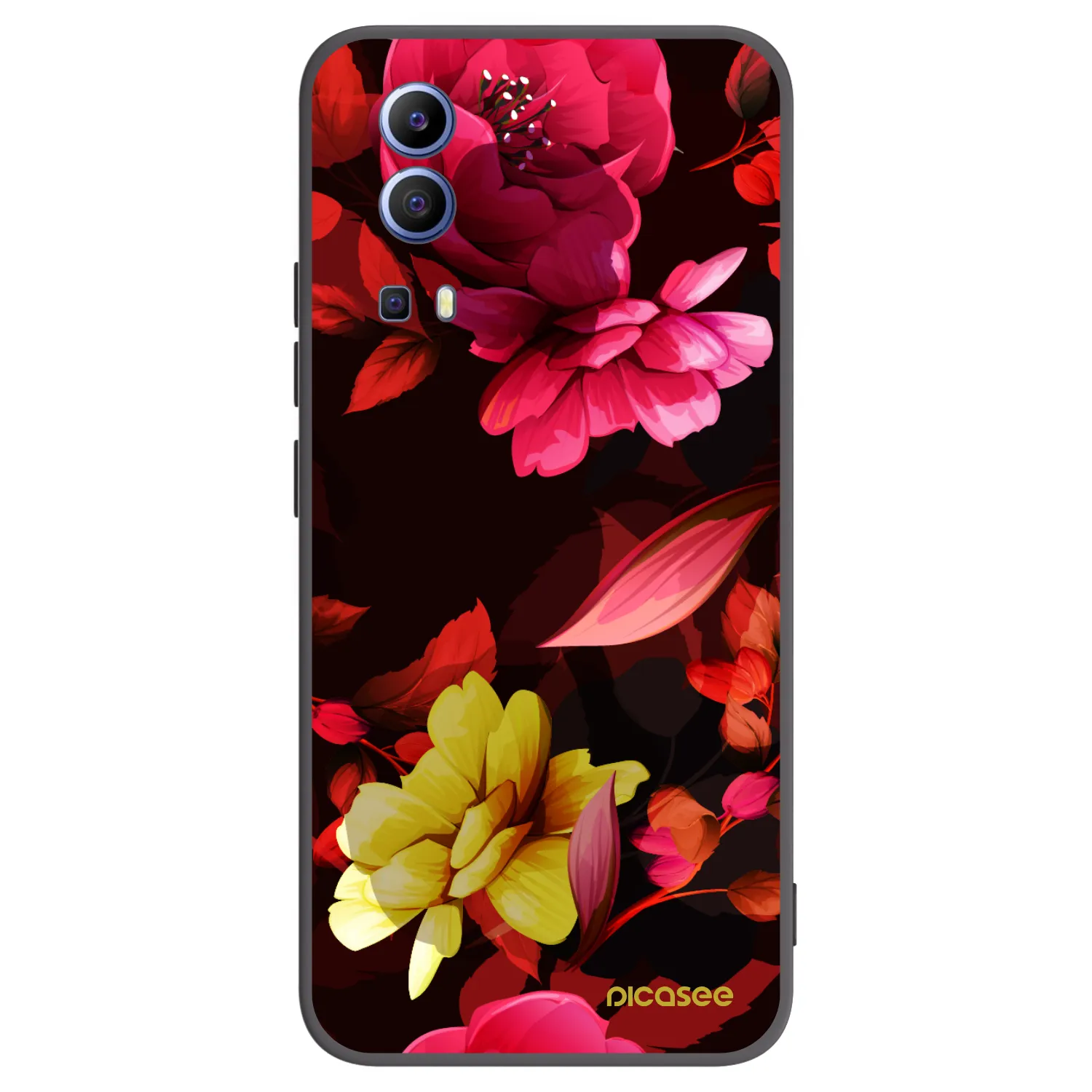 Picasee husă neagră din silicon pentru Vivo Y52 5G - Dark Peonny