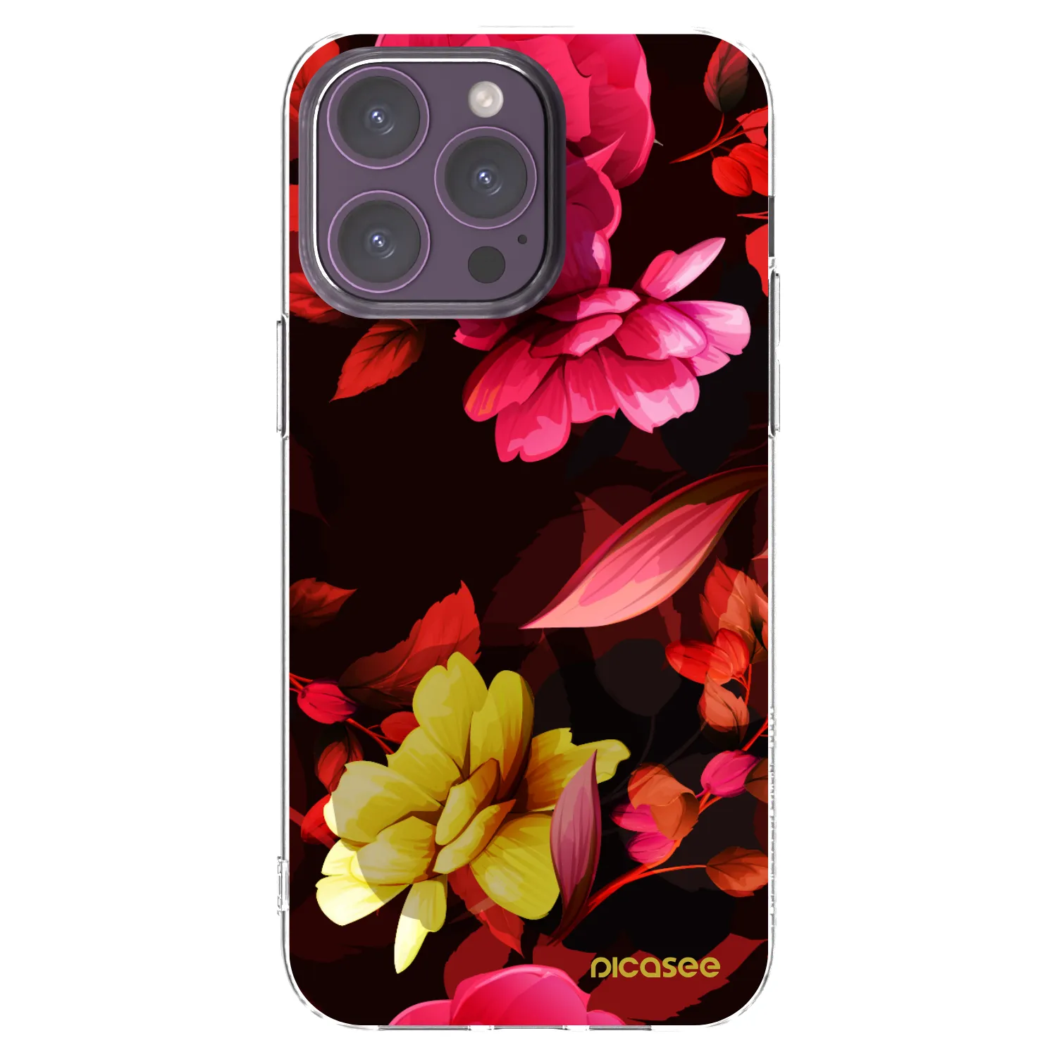 Picasee husă transparentă din silicon pentru Apple iPhone 14 Pro Max - Dark Peonny