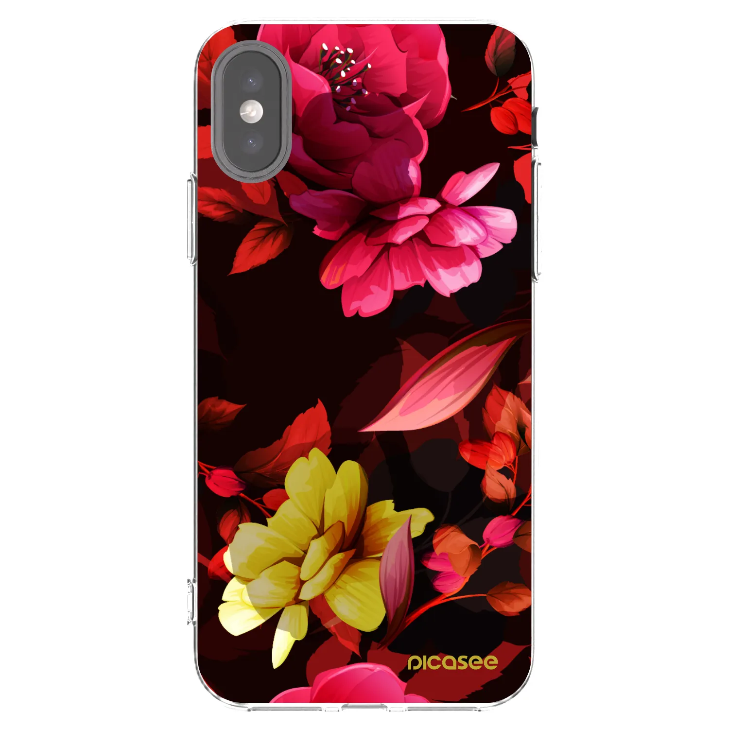 Picasee husă transparentă din silicon pentru Apple iPhone X/XS - Dark Peonny