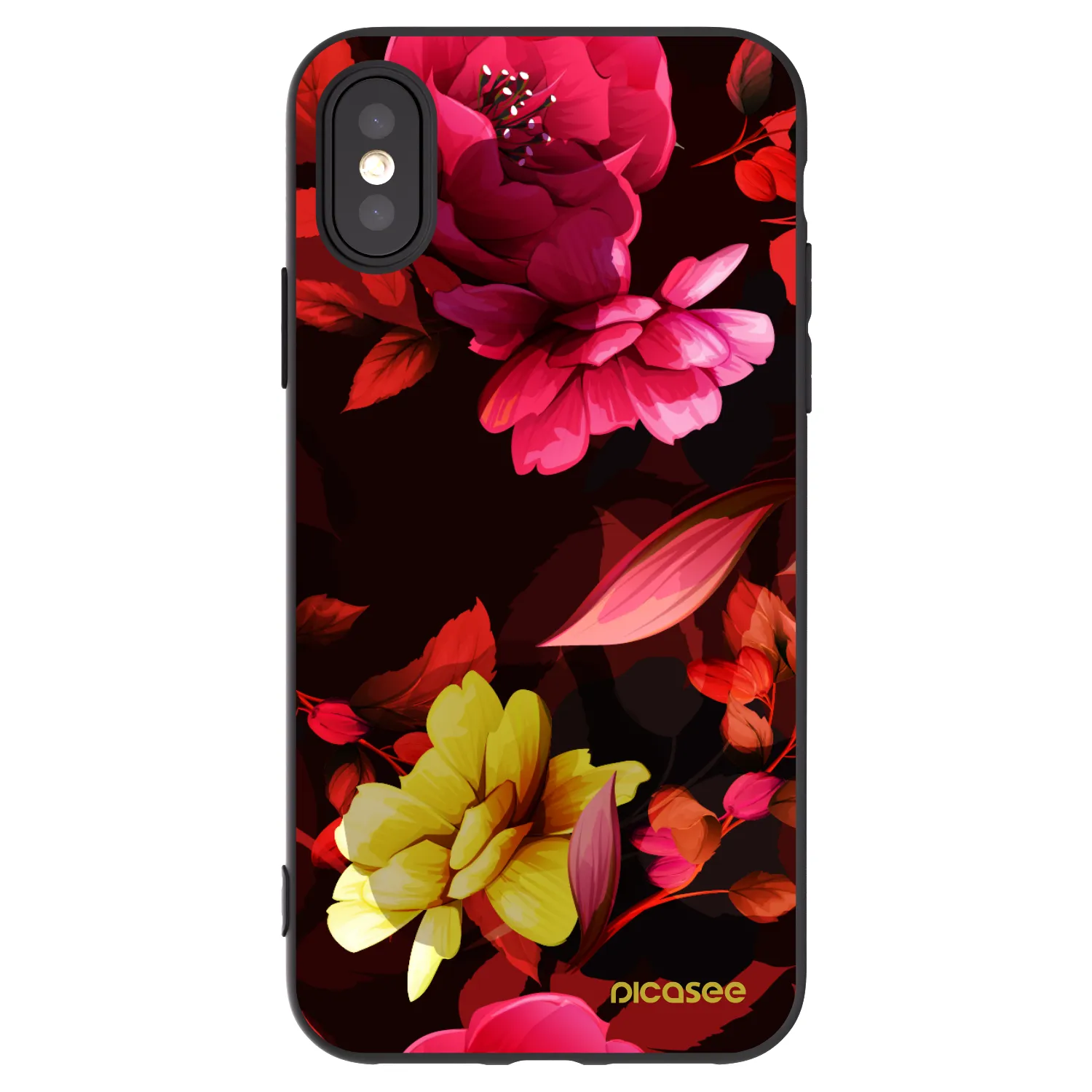 Picasee husă neagră din silicon pentru Apple iPhone X/XS - Dark Peonny
