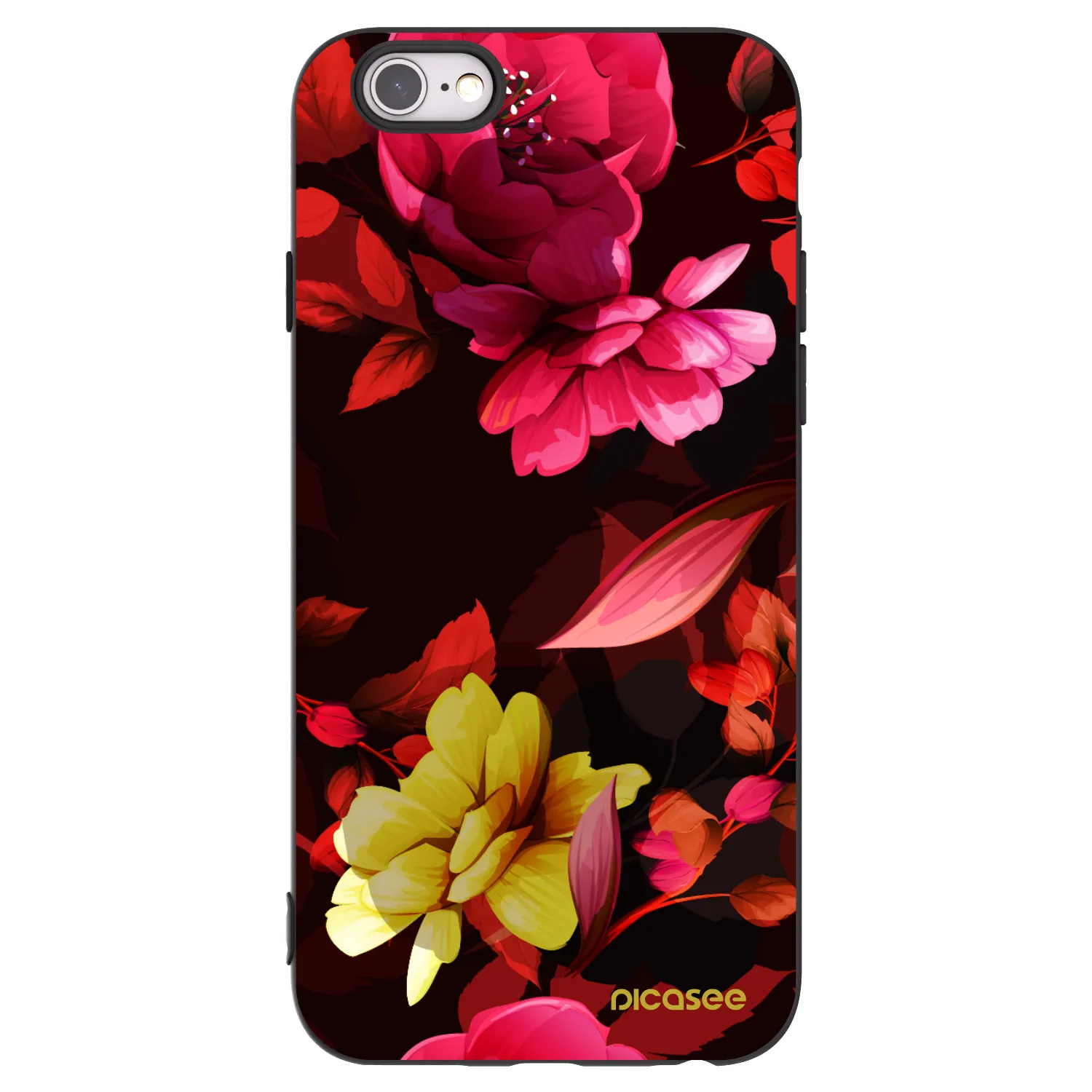 Picasee husă neagră din silicon pentru Apple iPhone 6/6S - Dark Peonny