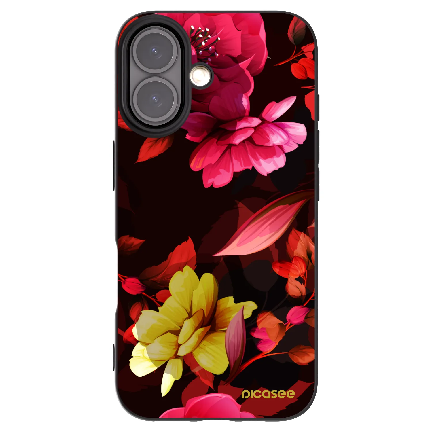 Picasee husă neagră din silicon pentru Apple iPhone 16 - Dark Peonny