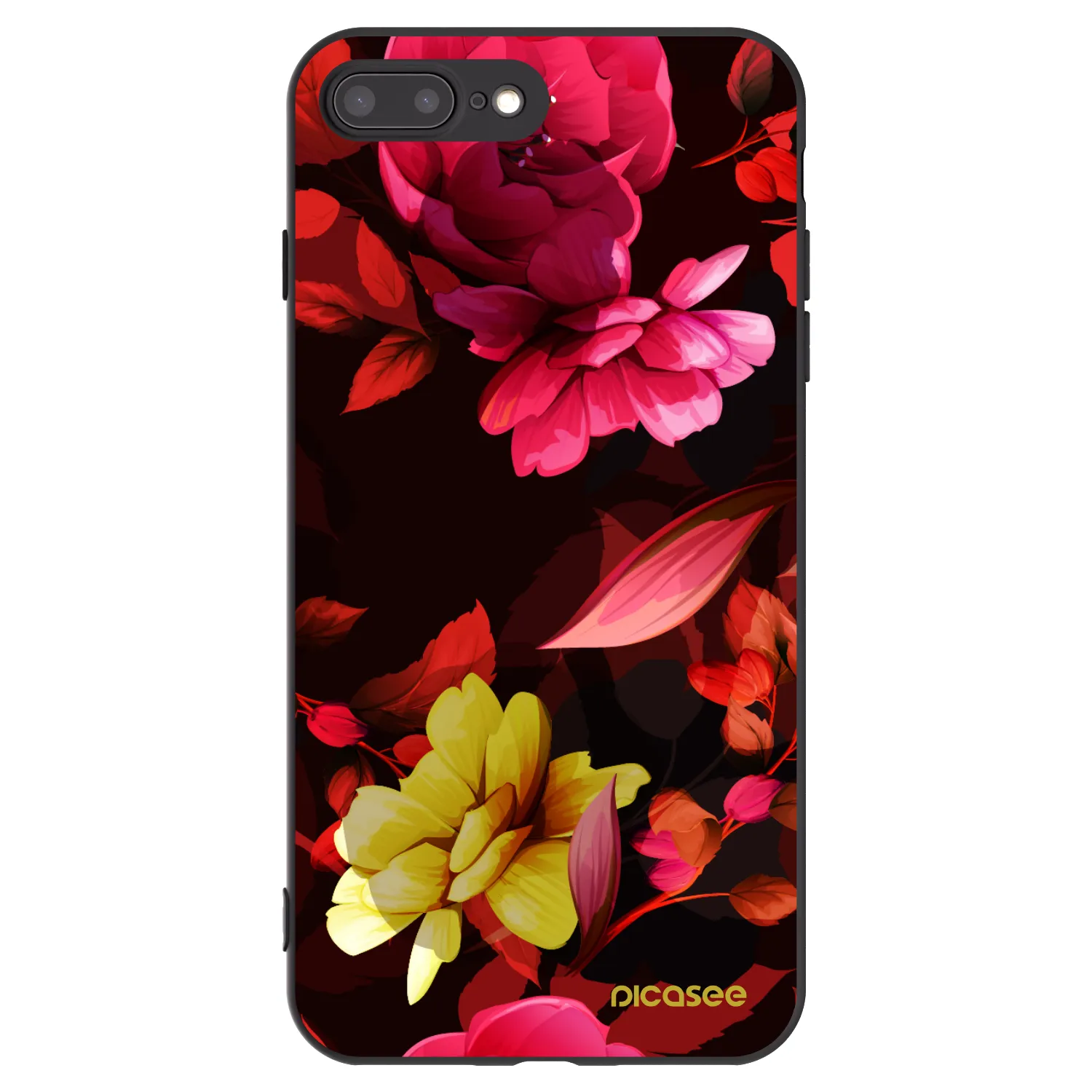 Picasee husă neagră din silicon pentru Apple iPhone 7 Plus - Dark Peonny