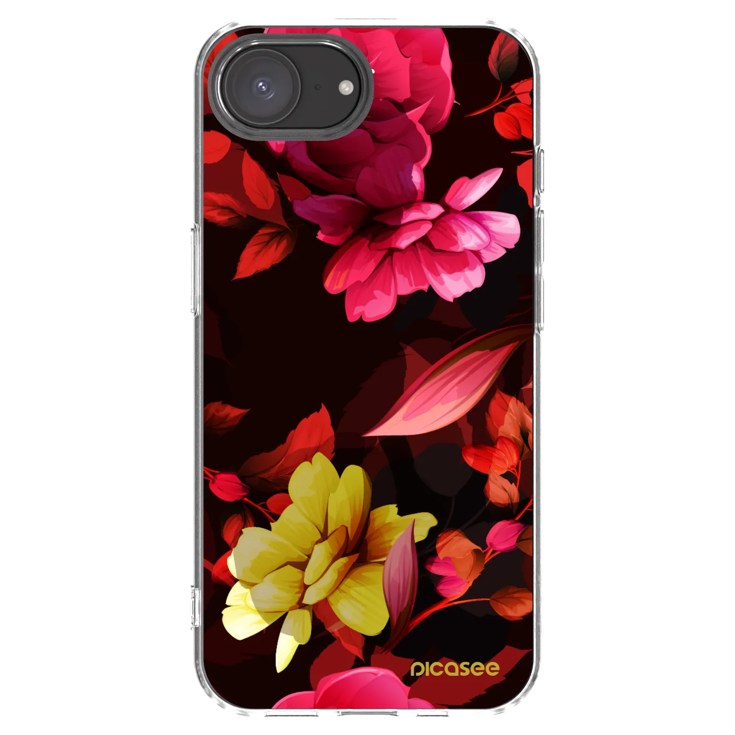 Picasee husă transparentă din silicon pentru Apple iPhone 16e - Dark Peonny
