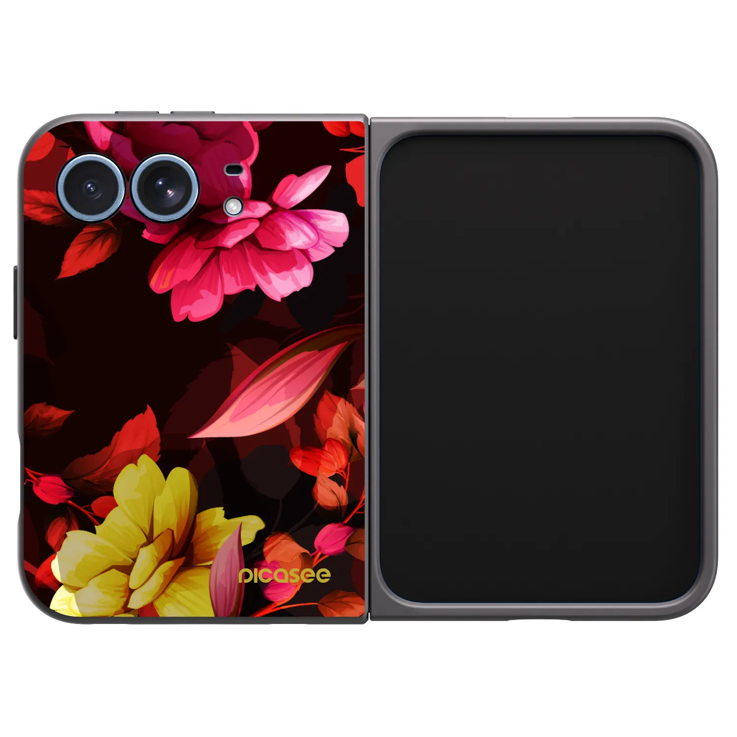 Picasee husă neagră din silicon pentru Apple iPhone Duo - Dark Peonny