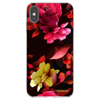 Picasee husă transparentă din silicon pentru Apple iPhone XS Max - Dark Peonny