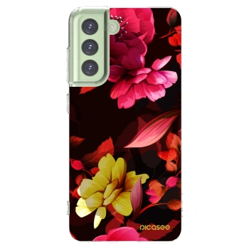 Picasee husă transparentă din silicon pentru Samsung Galaxy S21 FE 5G - Dark Peonny