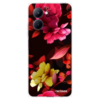 Picasee husă transparentă din silicon pentru Realme C33 (2023) - Dark Peonny