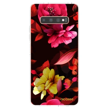 Picasee husă transparentă din silicon pentru Samsung Galaxy S10 Plus G975 - Dark Peonny