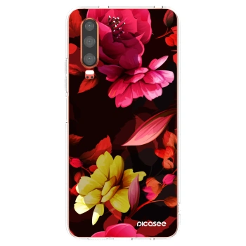 Picasee husă transparentă din silicon pentru Huawei P30 - Dark Peonny