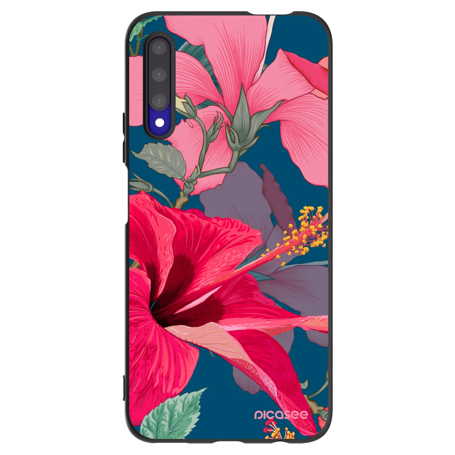 Picasee husă neagră din silicon pentru Honor 9X Pro - Hibiscus