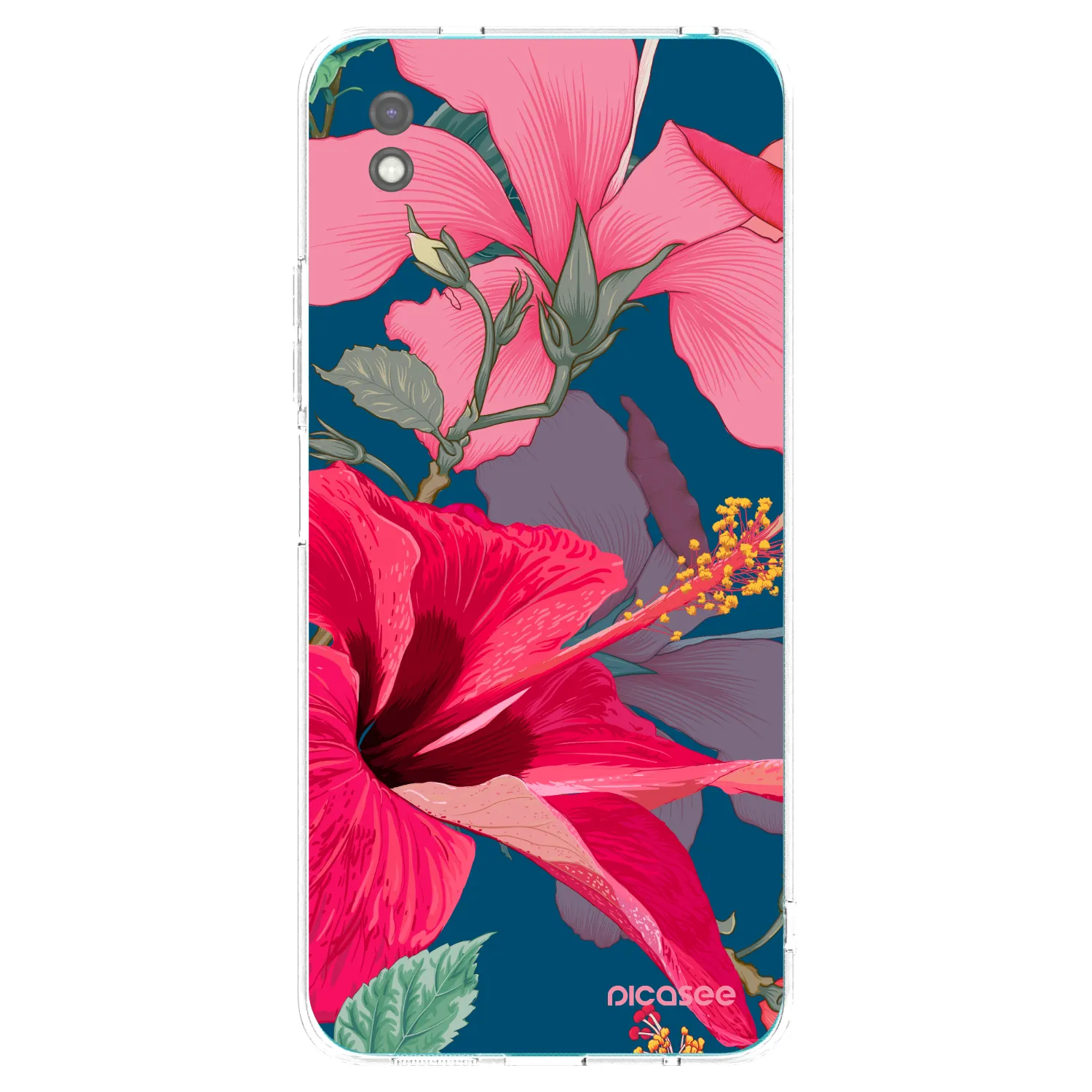 Picasee husă neagră din silicon pentru Xiaomi Redmi 9A - Hibiscus