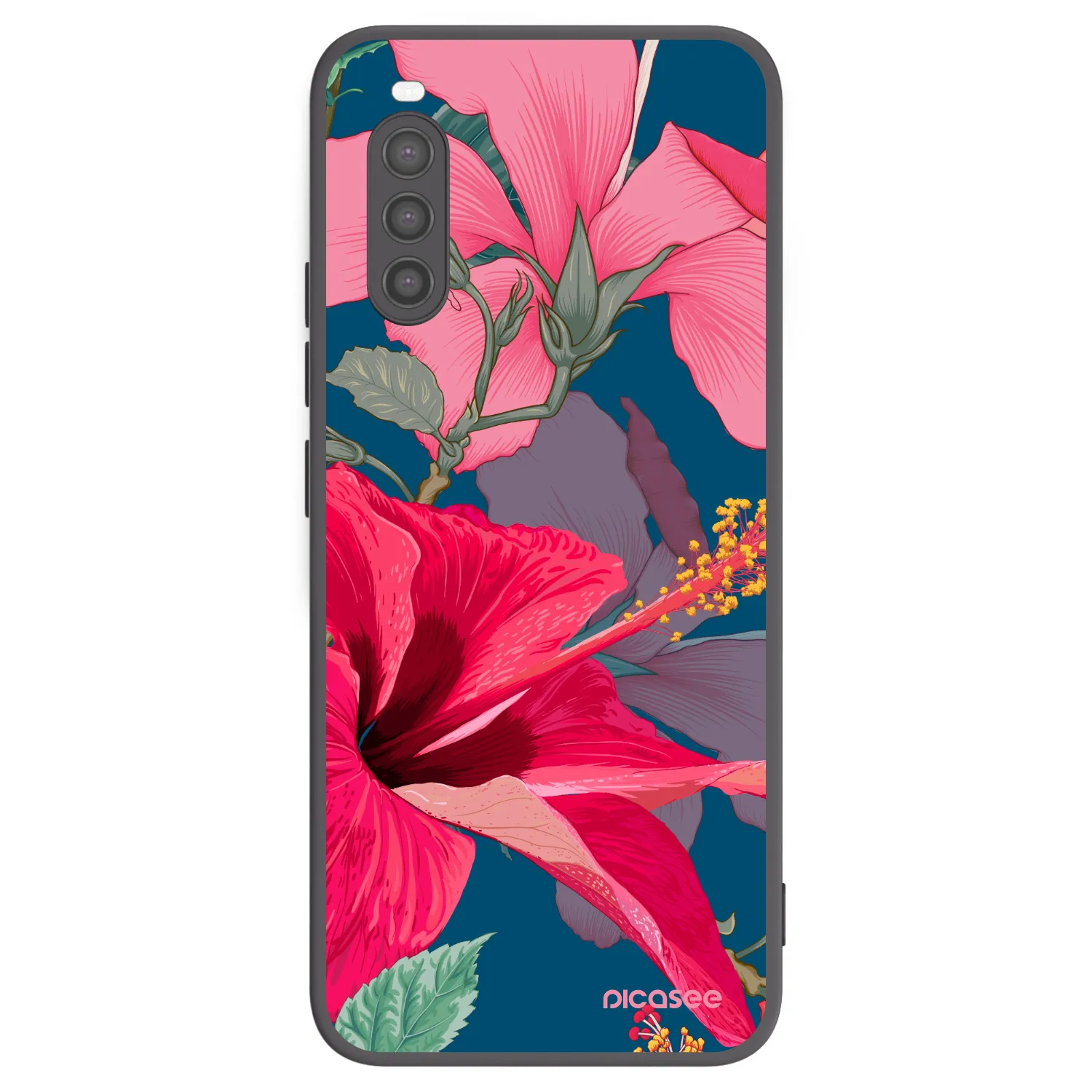 Picasee husă neagră din silicon pentru Sony Xperia 10 II - Hibiscus